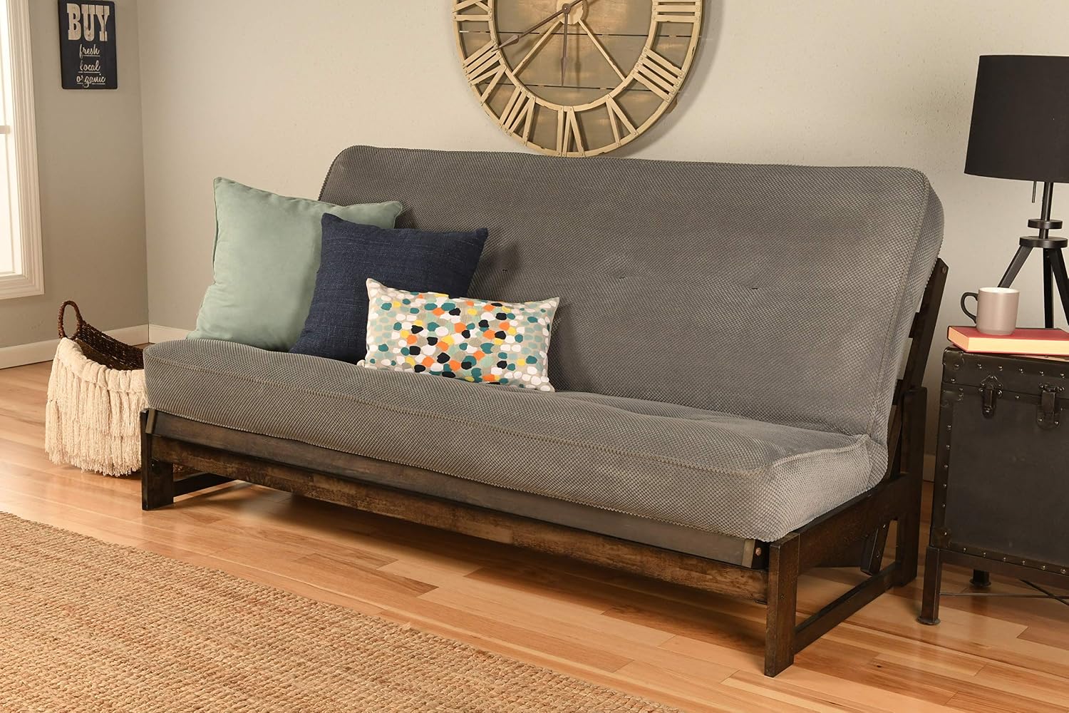 Kodiak Furniture Aspen Futon Set with Reclaim Mocha Finish, Suede Black