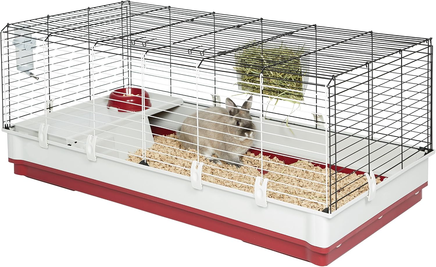 MidWest Homes for Pets 158 Wabbitat Deluxe Rabbit Home, Rabbit Cage, 39.5 L x 23.75 W x 19.75 H Inch, Maroon/White
