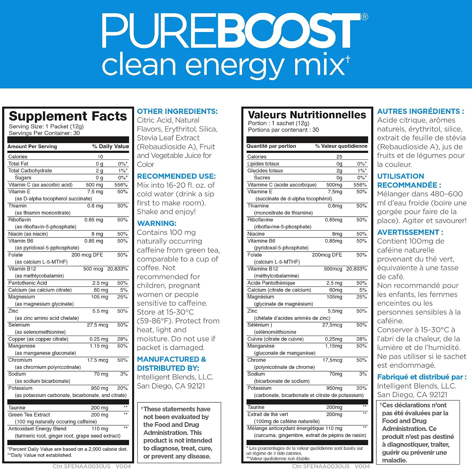 Pureboost Sugar-Free Clean Energy Booster Drink Mix, Citrus Sunrise 30ct | B12 vitamins, low sodium electrolytes & antioxidants. 25 vitamins and minerals. No sucralose.