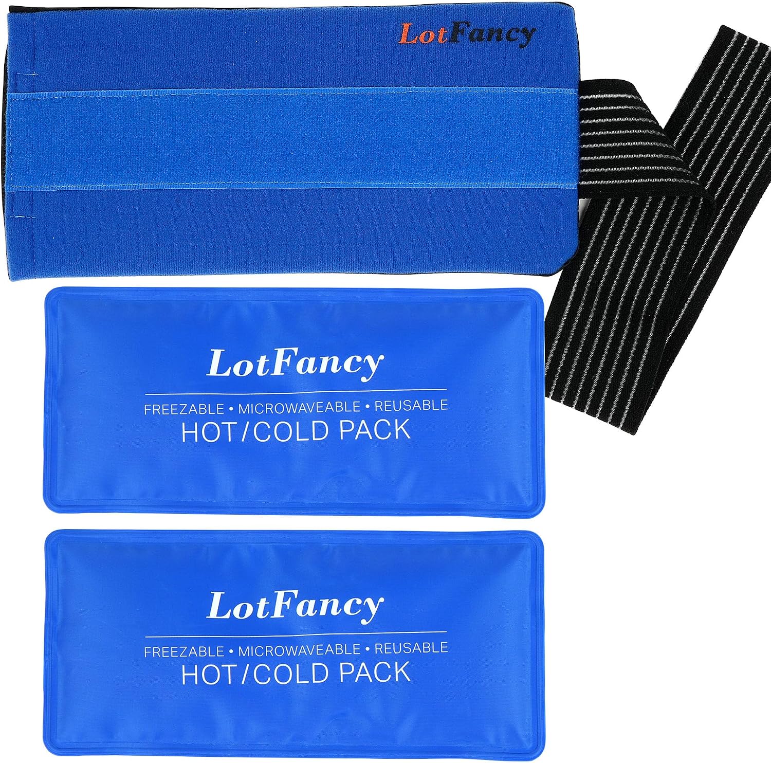 LotFancy Ice Pack for Injuries, Pack of 2, Reusable Hot Cold Pack for Therapy, Cooling or Heating Pad for First Aid, Back Shoulder Neck Head Feet Pain Relief, 11 x 5 Inches