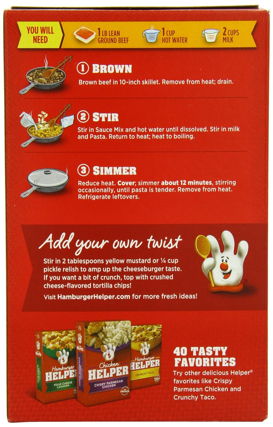 Betty Crocker Hamburger Helper, Double Cheeseburger Macaroni Hamburger Helper, 6 Oz Box