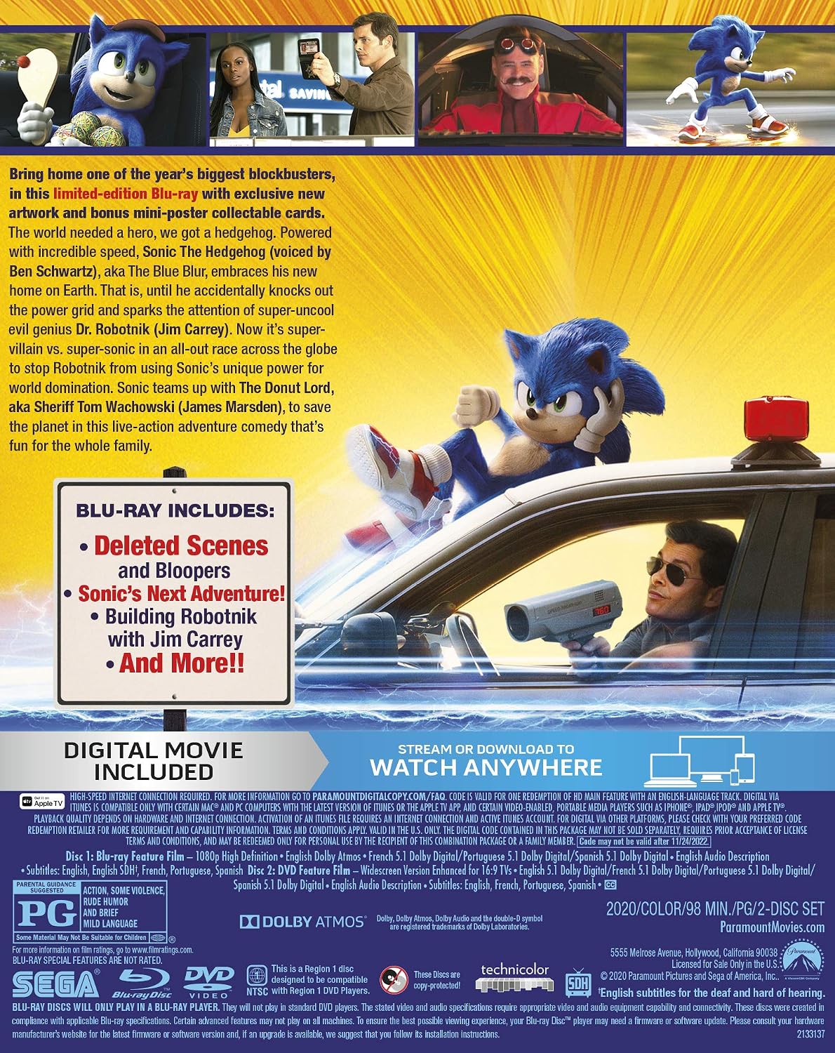 Sonic the Hedgehog Limited Collector's Edition (Blu-ray + DVD + Digital + Exclusive Mini-Posters)