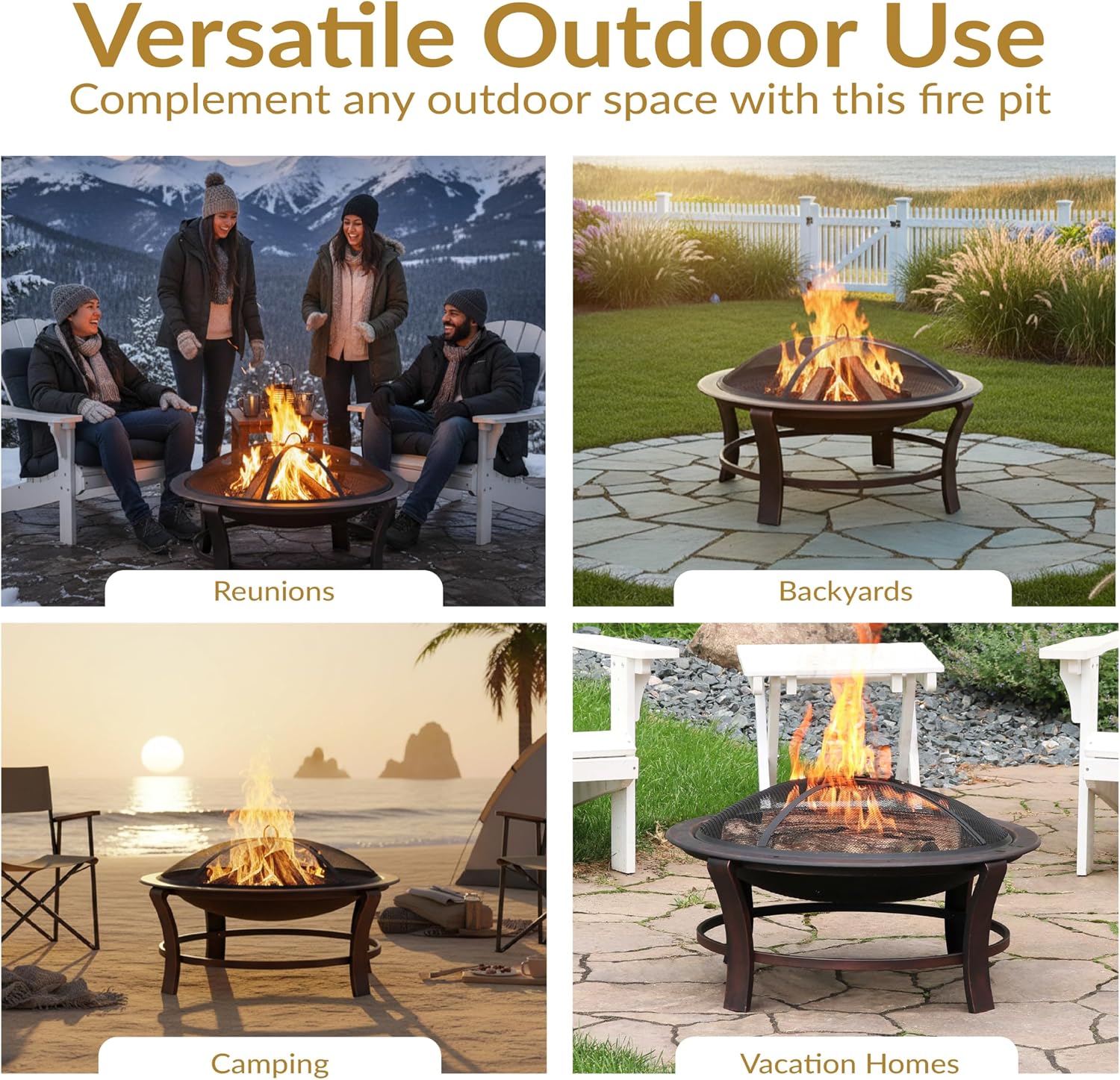 Sunnydaze 29-Inch Elevated Wood-Burning Fire Pit Bowl with Stand