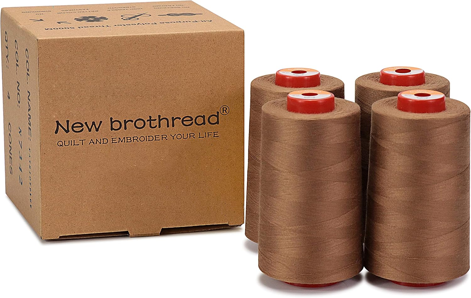 New brothread 4 Large Cones All Purpose Polyester Thread -Cream