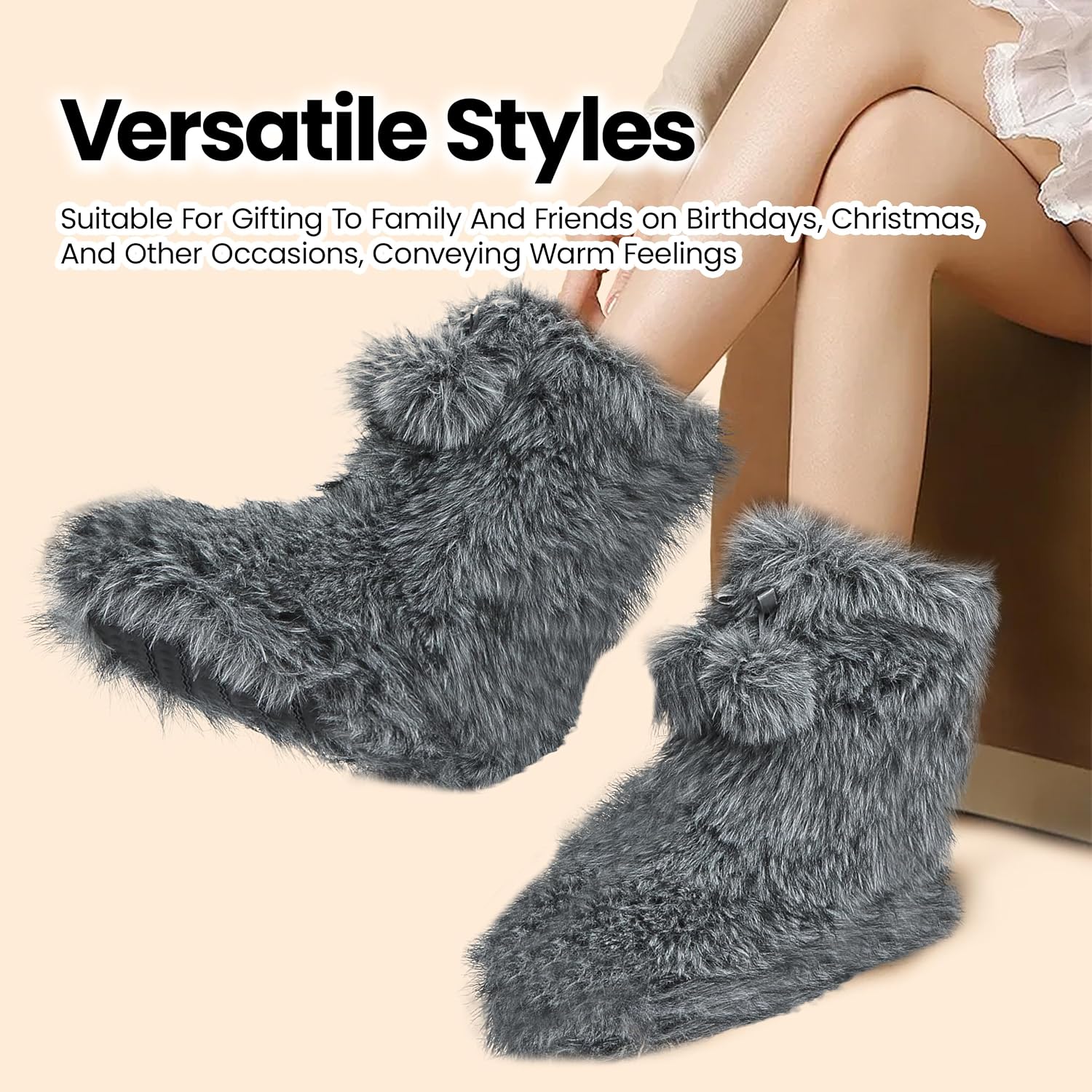 Home Slipper Women's Soft Fleece Plush Warm Indoor House Slipper Boots Shoes