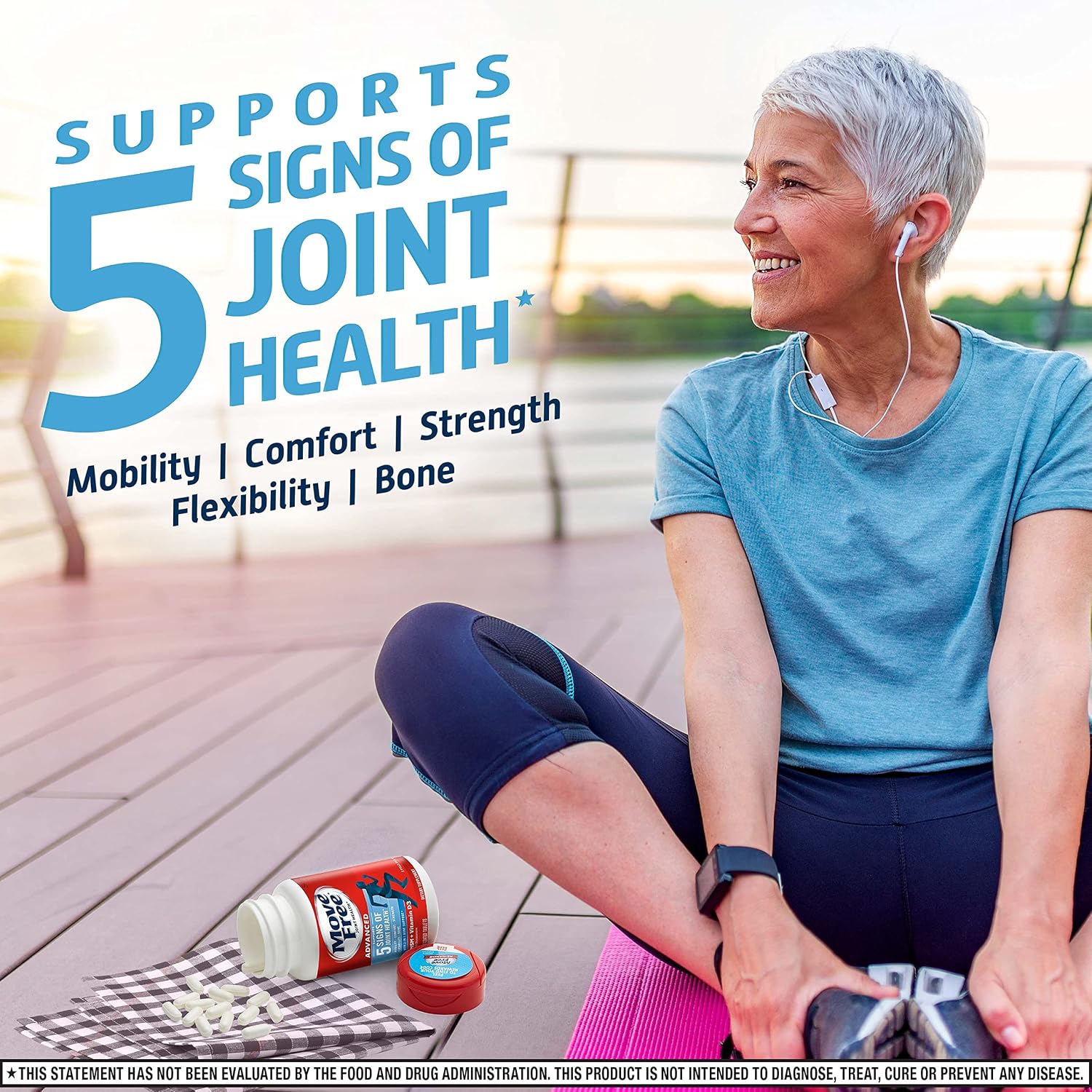 Move Free Advanced Glucosamine Chondroitin MSM + Vitamin D3-120 ct | Joint Support Supplement, Supports Mobility Comfort Strength Flexibility & Bone + Immune Health, 120 tablets (40 Servings)