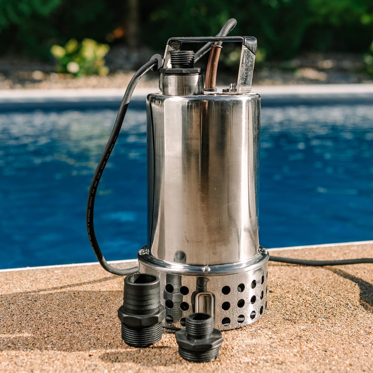 Little Giant MDP-1 115-Volt, 4260 GPH, 3/4 HP Manual Submersible Stainless Steel Main Drain Swimming Pool Utility Pump for Removing Standing Water