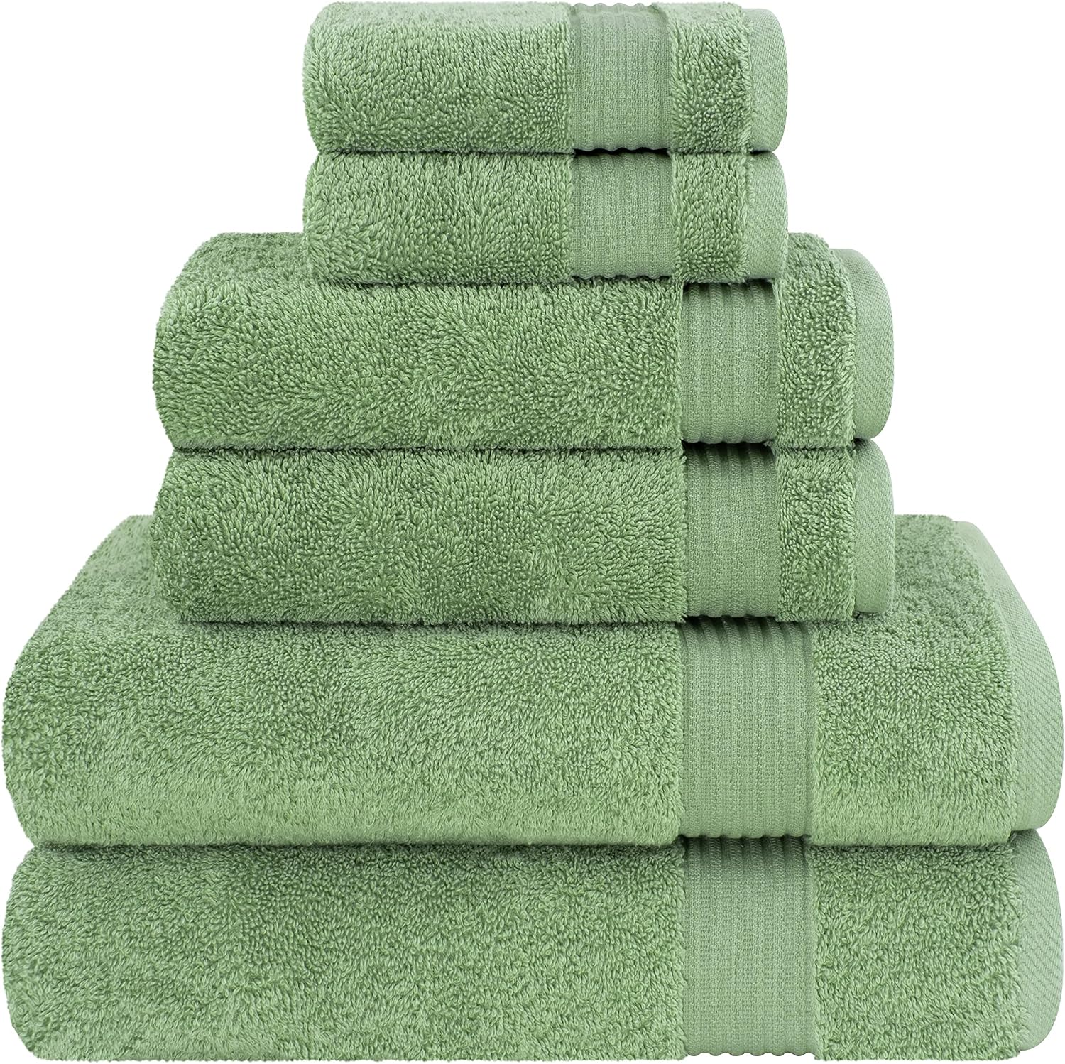 Cotton Paradise Towel Set of 6, 2 Bath Towels, 2 Hand Towels and 2 Washcloths Towels for Bathroom Sets, Smoke Gray