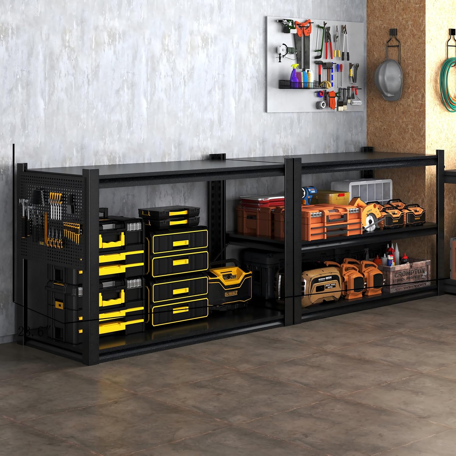 Work Bench with Pegboard,Heavy Duty 3000lbs Capacity Workbench Adjustable Shelves,Work Table for Garage Warehouse47.2 H*47.09" W*19" D