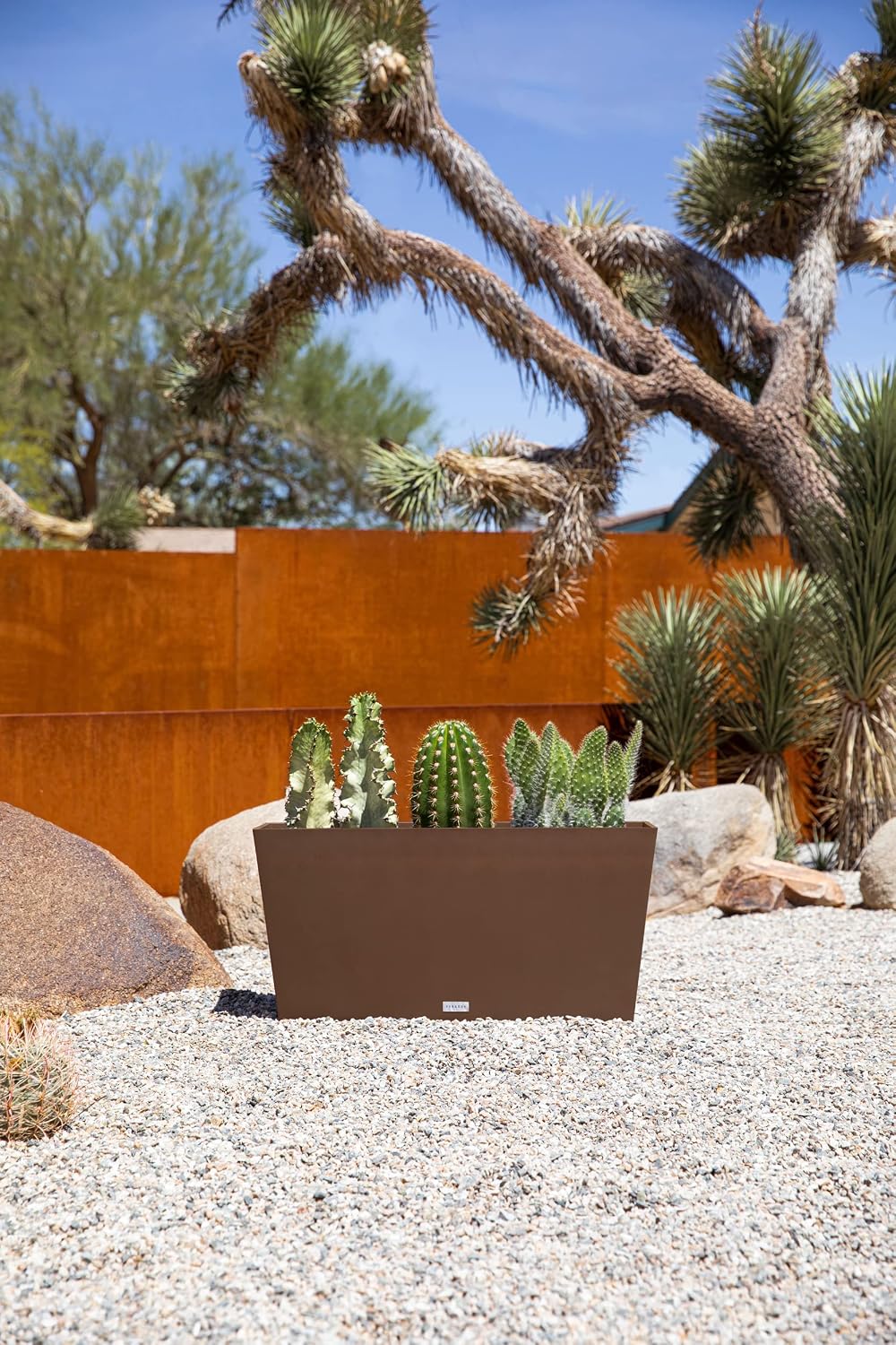 Veradek Pure Series Midori Planter - Wide Outdoor Planter | Made From Durable Plastic With Pre-Drilled Drainage Holes. Modern Porch/Patio Décor for Plants, Flowers and Herbs