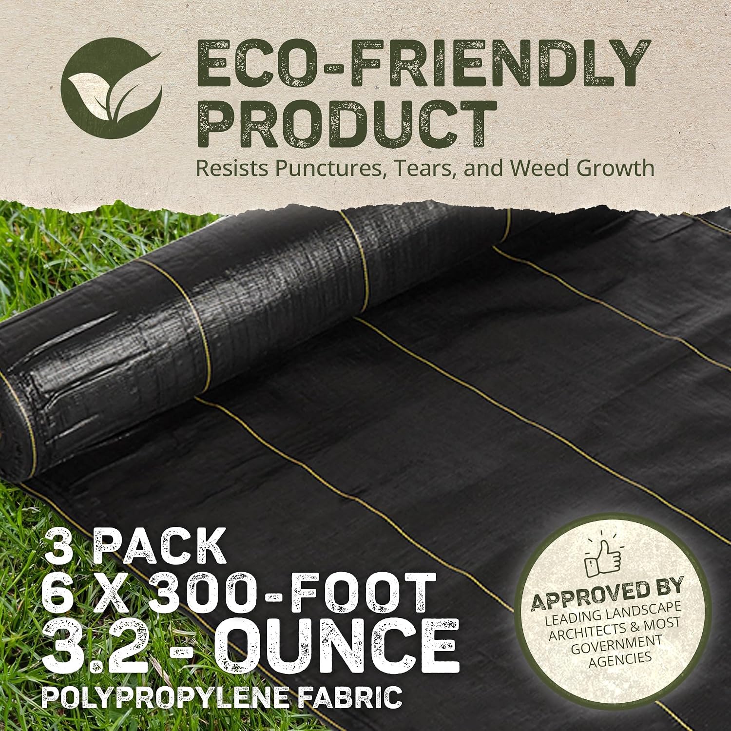 Dewitt Sunbelt Weed Barrier Fabric, 3.2 oz, 3 x 300 Feet – Heavy-Duty Ground Cover Mat for Greenhouse Floors, Garden Rows, Raised Beds, Grass and Yard Gardening, and Outdoor Landscape Protection | Ground Cover Mat for Greenhouse Floors, Garden Rows, Rais…