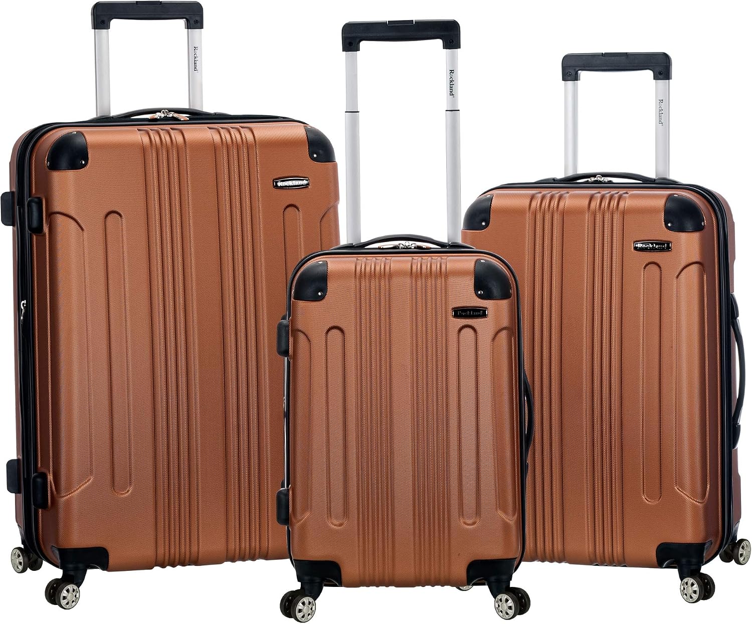 Rockland London Hardside Spinner Wheel Luggage, White, 3-Piece Set (20/24/28)