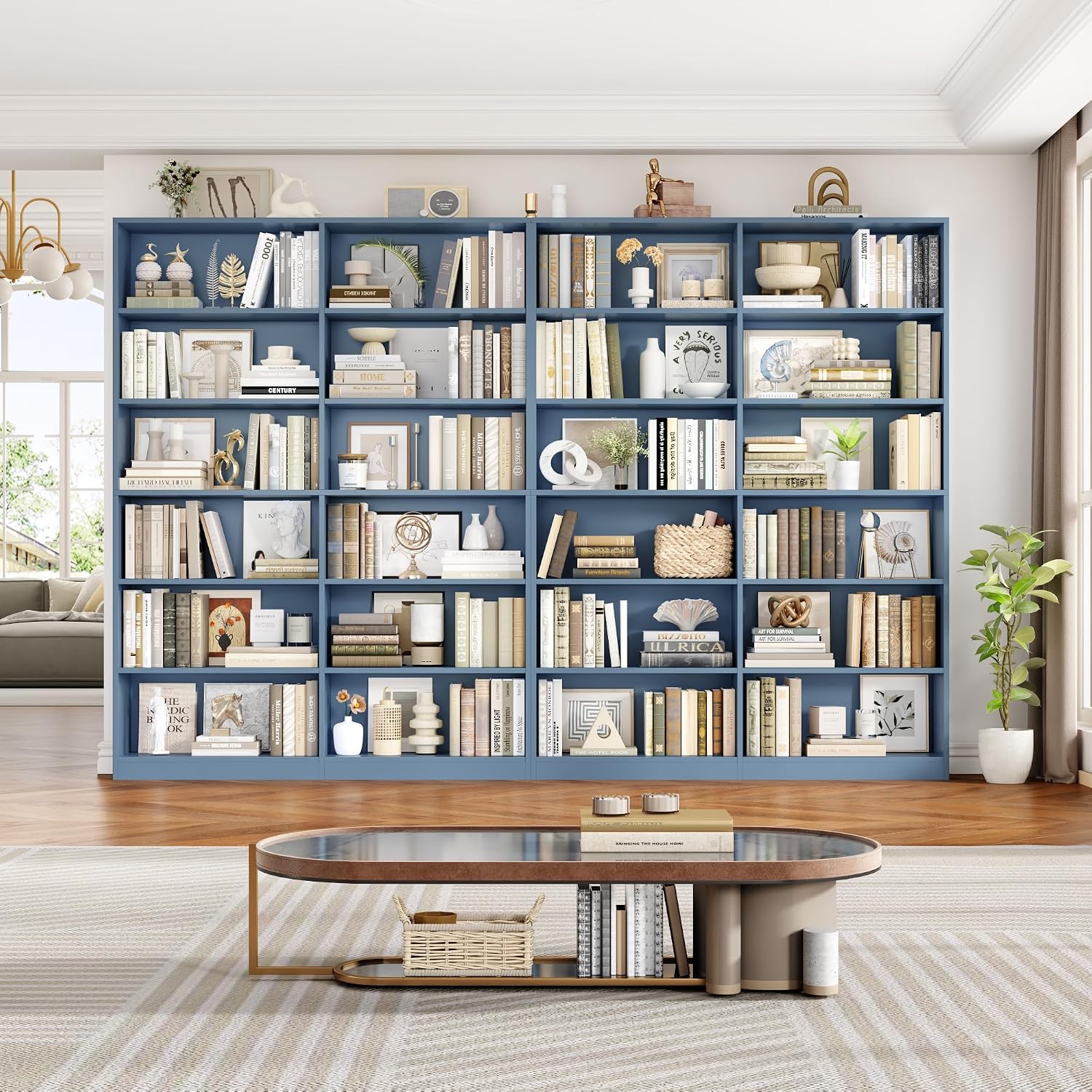 Bookshelf Tall Bookcase, 6-Tier Double Wide Bookshelves, White | Freestanding Display Storage Shelves, Tall and Large Book Shelves for Home Decor Bedroom, Living Room, Home Office, Library