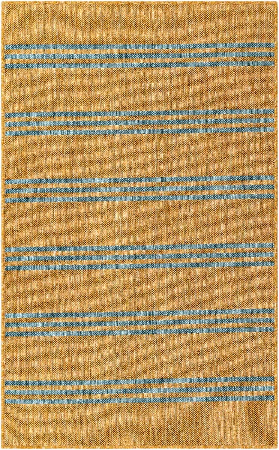 Unique Loom Outdoor Collection Area Rug - Anguilla (9' x 12' Rectangle, Blue/ Ivory)