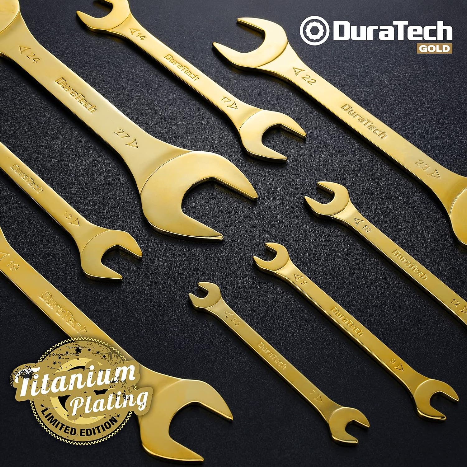 DURATECH Super-Thin Open End Wrench Set, 8-Piece, Metric