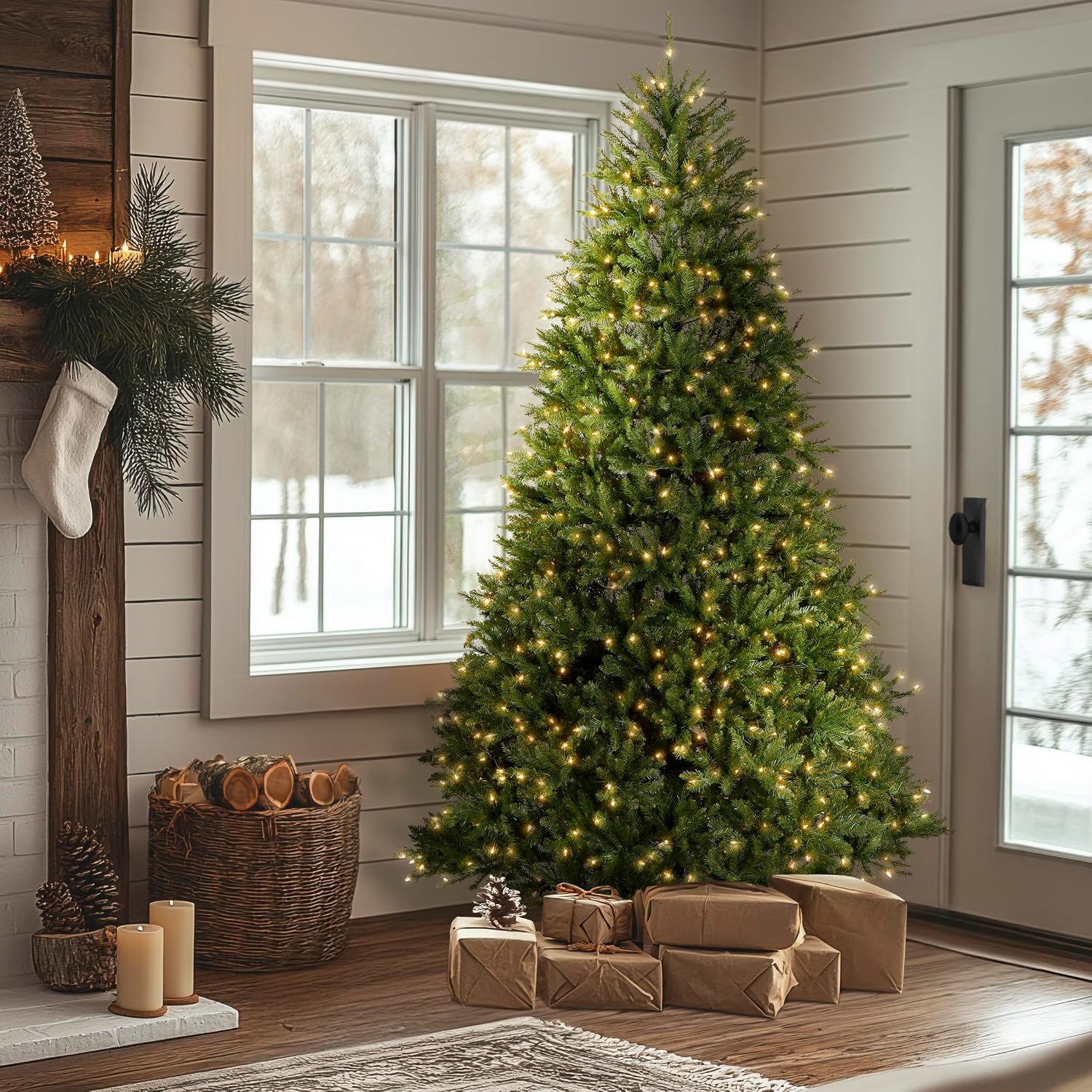 National Tree Company 7ft Pre-Lit Dunhill Fir Artificial Christmas Tree | 700 Clear Lights, 2,144 Tips, Includes Stand, Green