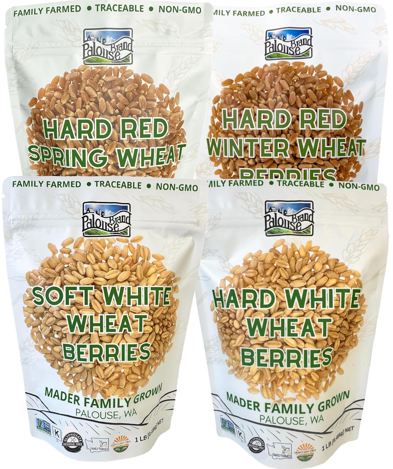 Palouse Brand Certified Glyphosate Residue Free Soft White Wheat Berries | 5 LBS | Family Farmed in Washington State | Non-GMO Project Verified | Kosher | Field Traced