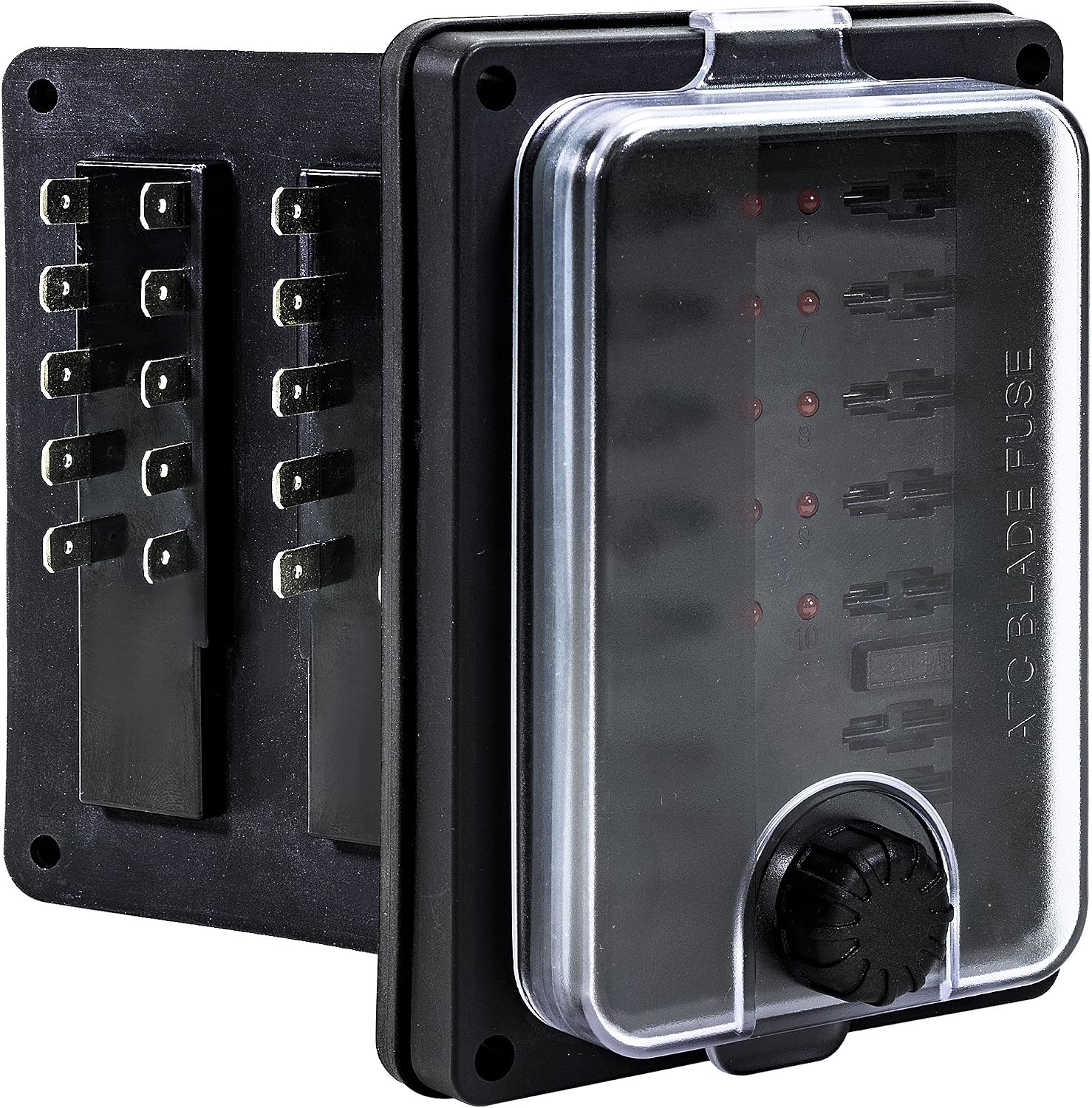 True Mods 10 Way Waterproof Fuse Box for Automotive [ATC/ATO Blade Fuses] [250 Amp] [Up to 25A per Socket] [LED Indicator] [12V - 32V DC] Auto