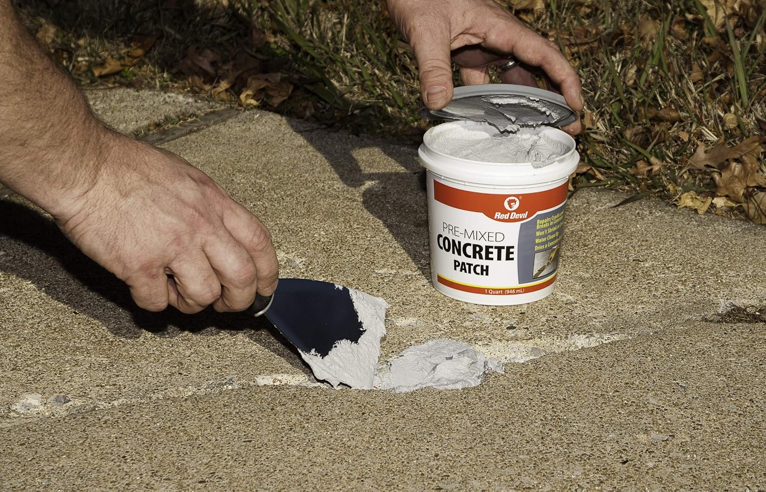 Red Devil 0645 Concrete Repair Patch, Cement Crack Filler, 5.5 Oz Squeeze Tube, Pre-Mixed, Pack of 1, Gray, Made in USA
