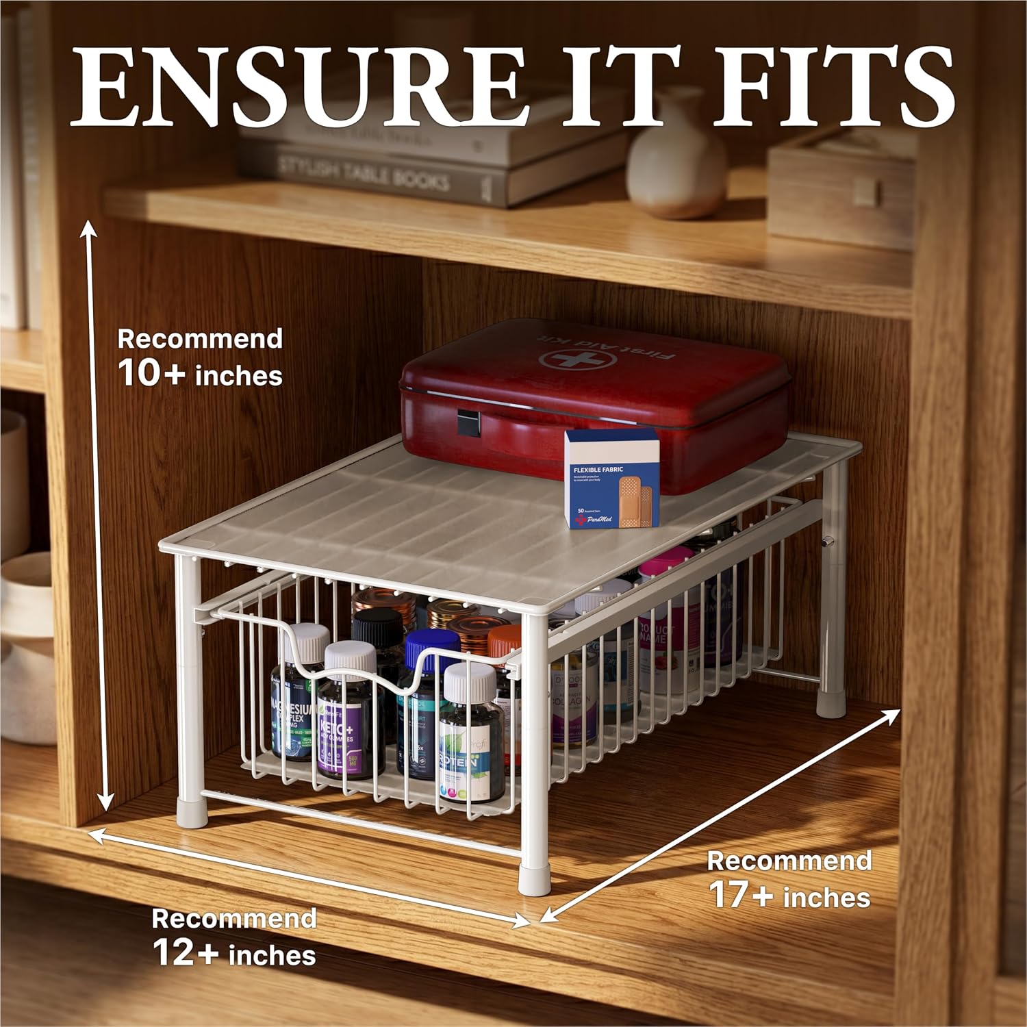 Simple Houseware Stackable 3 Tier Sliding Basket Organizer Drawer, Chrome