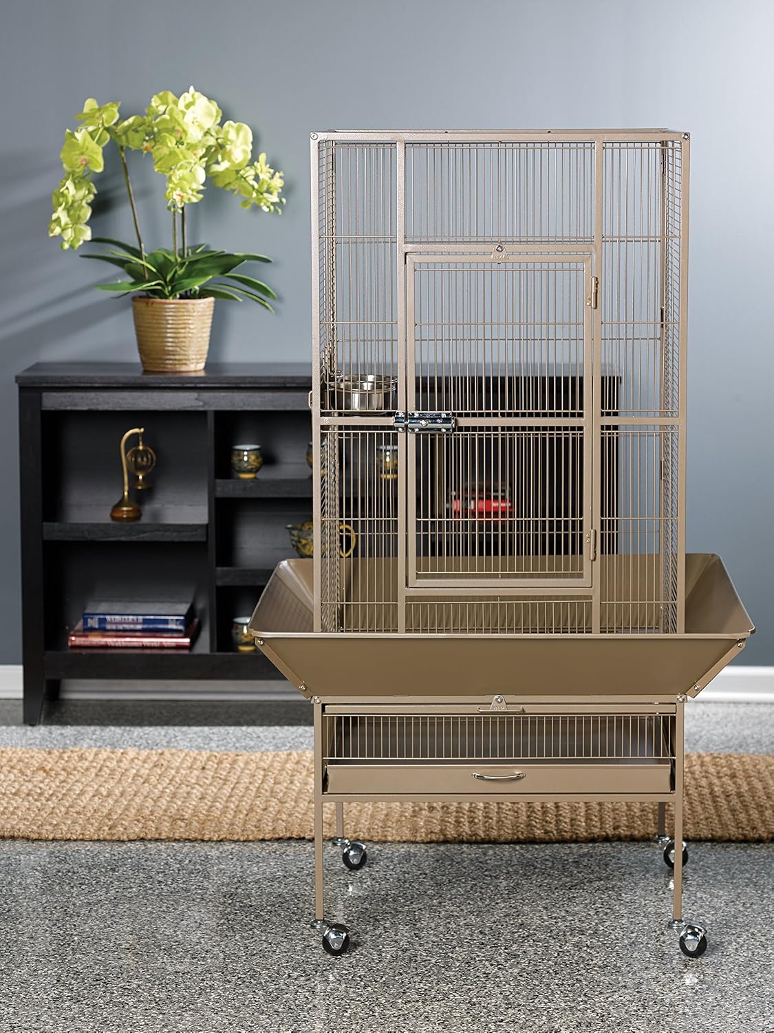 Prevue Pet Products 3352COCO Park Plaza Bird Cage, Coco Brown | Large Brown Steel Bird Cage with Rolling Stand and Perches, Ideal for Cockatiels and Medium Birds