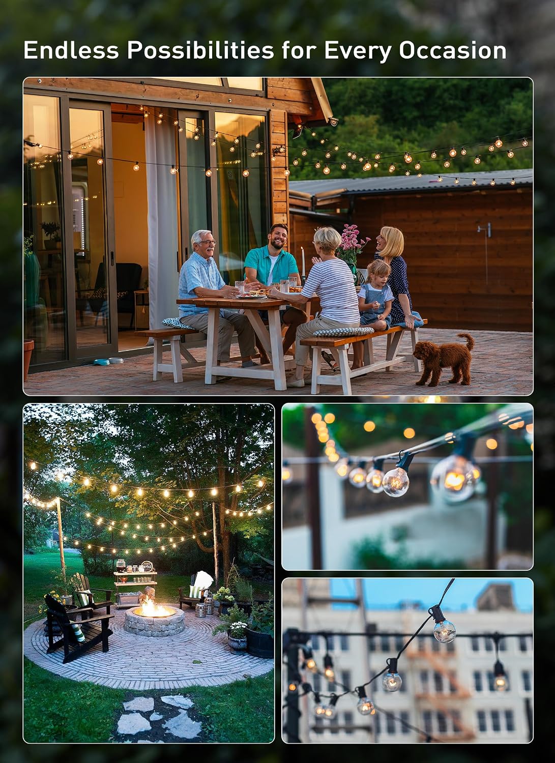 Brightown 25 Pack G40 LED Replacement Bulbs, E12 Base, 2200K, Warm White | Shatterproof Plastic LED Light Bulb, Waterproof, Dimmable, 1.5" Edison Light Bulbs for Indoor Outdoor Patio Backyard Decor