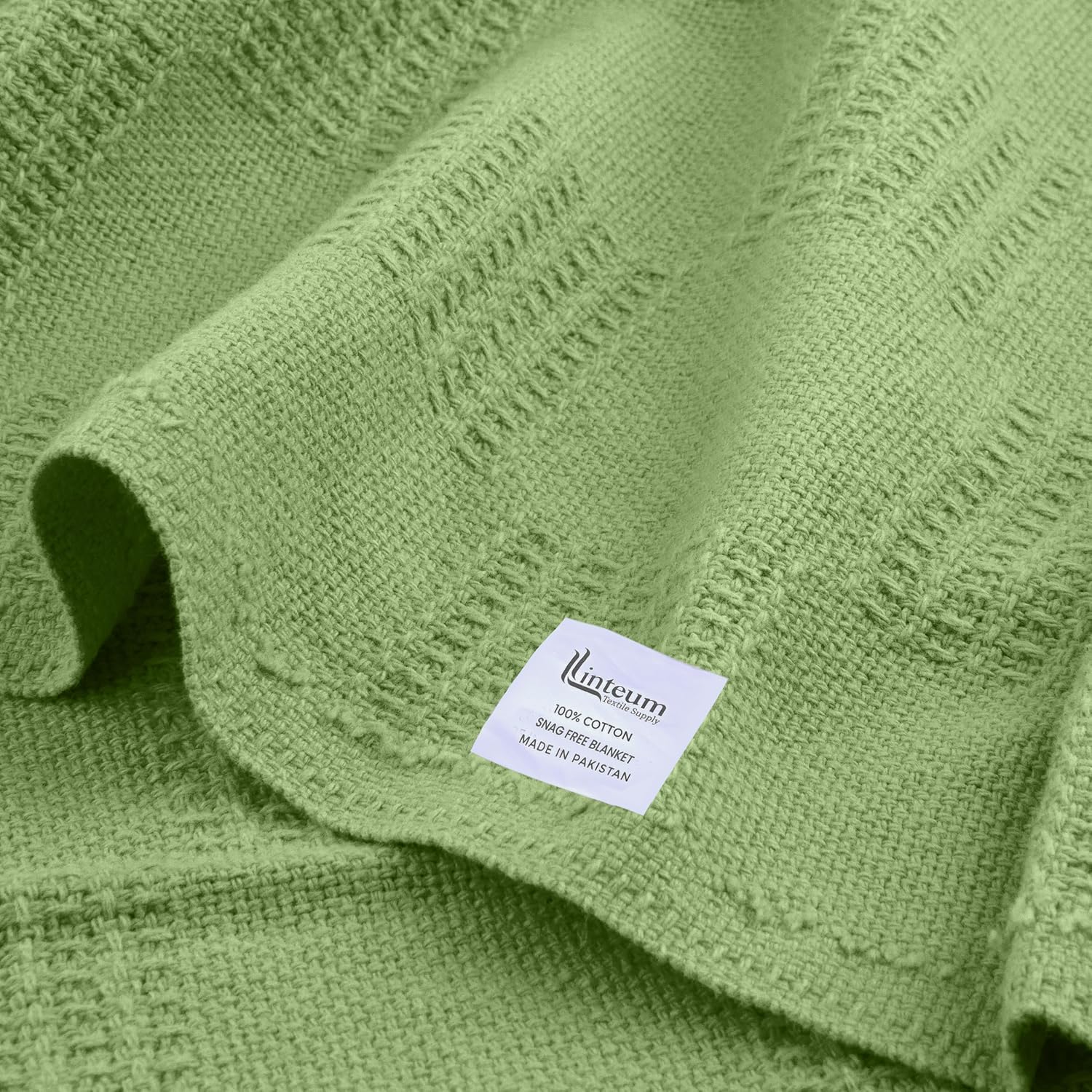 Linteum Textile Hospital Thermal SNAGLESS Spread Blanket, 100% Cotton (74x100 in, Blue)