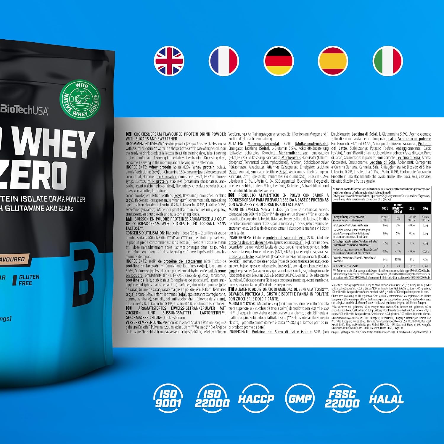 BioTech USA Iso Whey Zero - Cookies & Cream - 500 g Bag by BiotechUSA