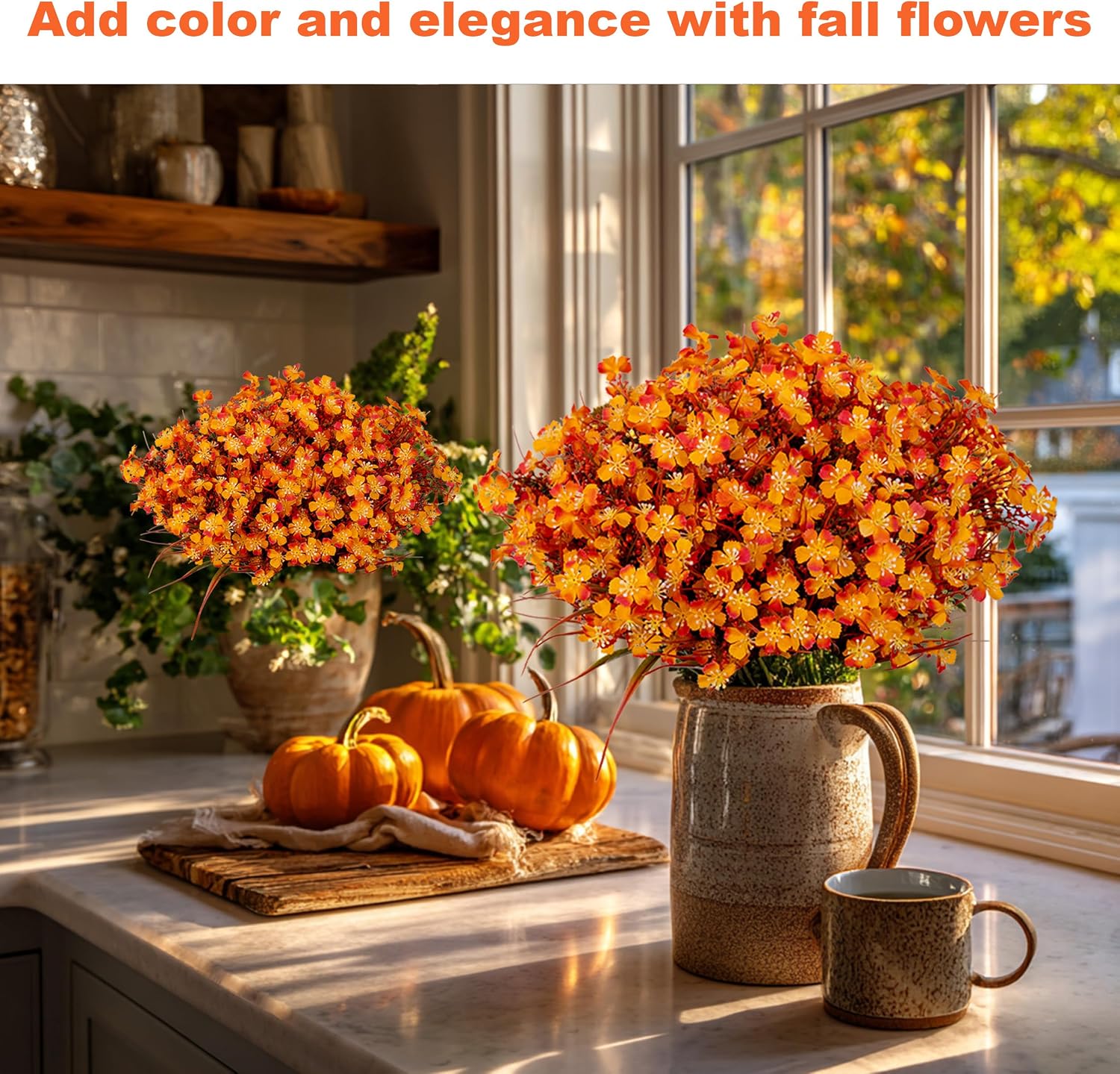 AXYLEX Artificial Flowers for Outdoors, 12 Bundles Fake Plants (Yellow) | UV resistant faux plastic flowers, no fade artificial greenery – garden, patio, porch & home