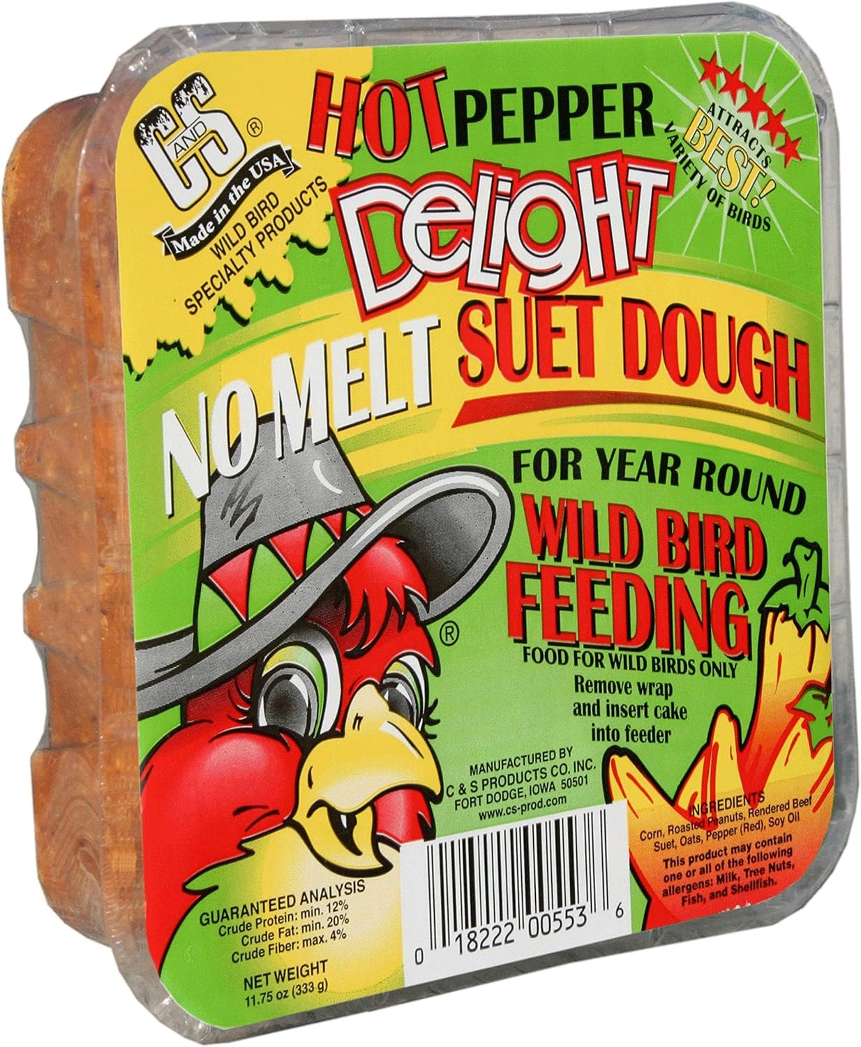 C&S CS12553 11.75 Oz Hot Pepper Delight Wild Bird No Melt Suet Dough