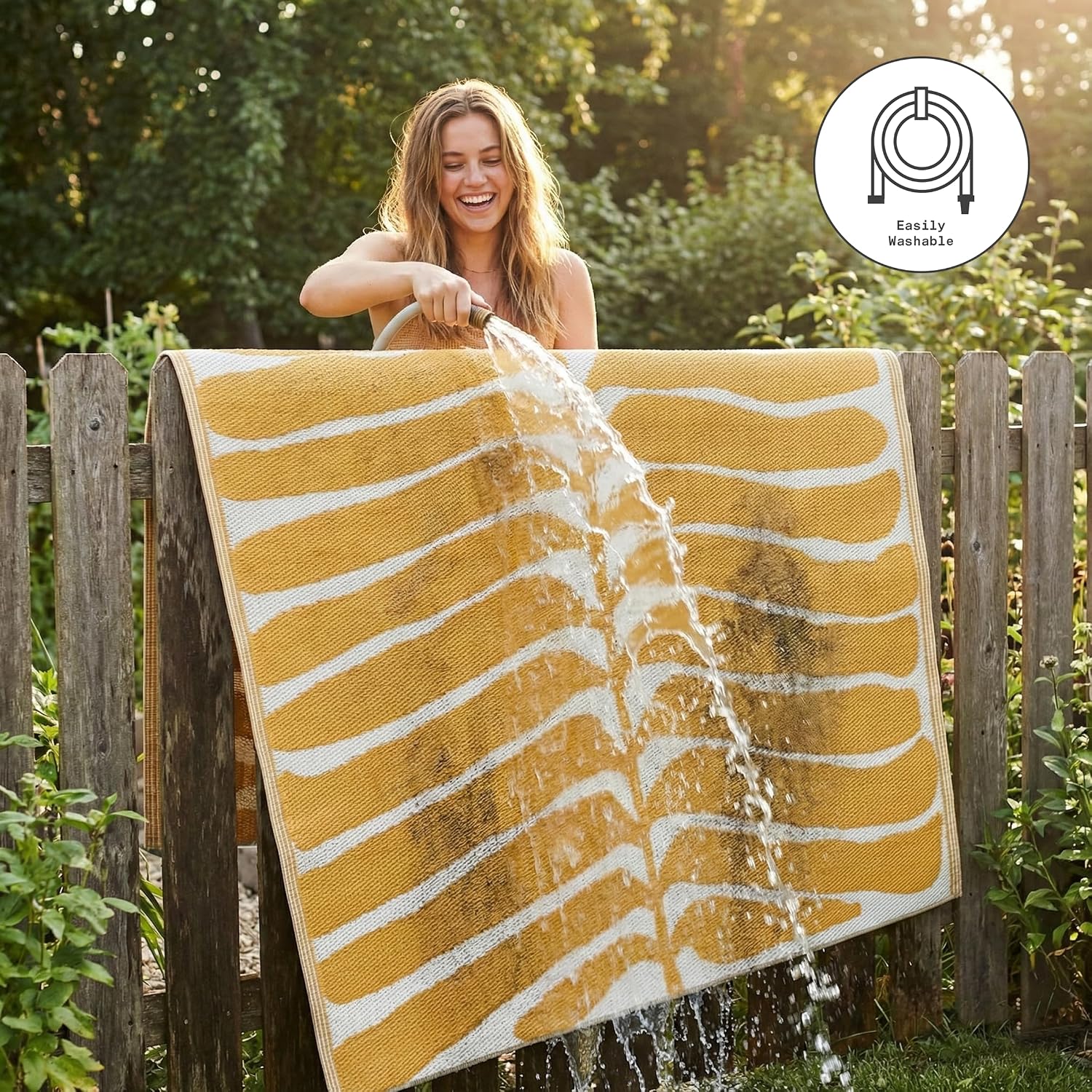 Fab Habitat Outdoor Rug - Waterproof, Fade Resistant, Crease-Free - Premium Recycled Plastic - Geo Tribal - Porch, Deck, Balcony, Mudroom