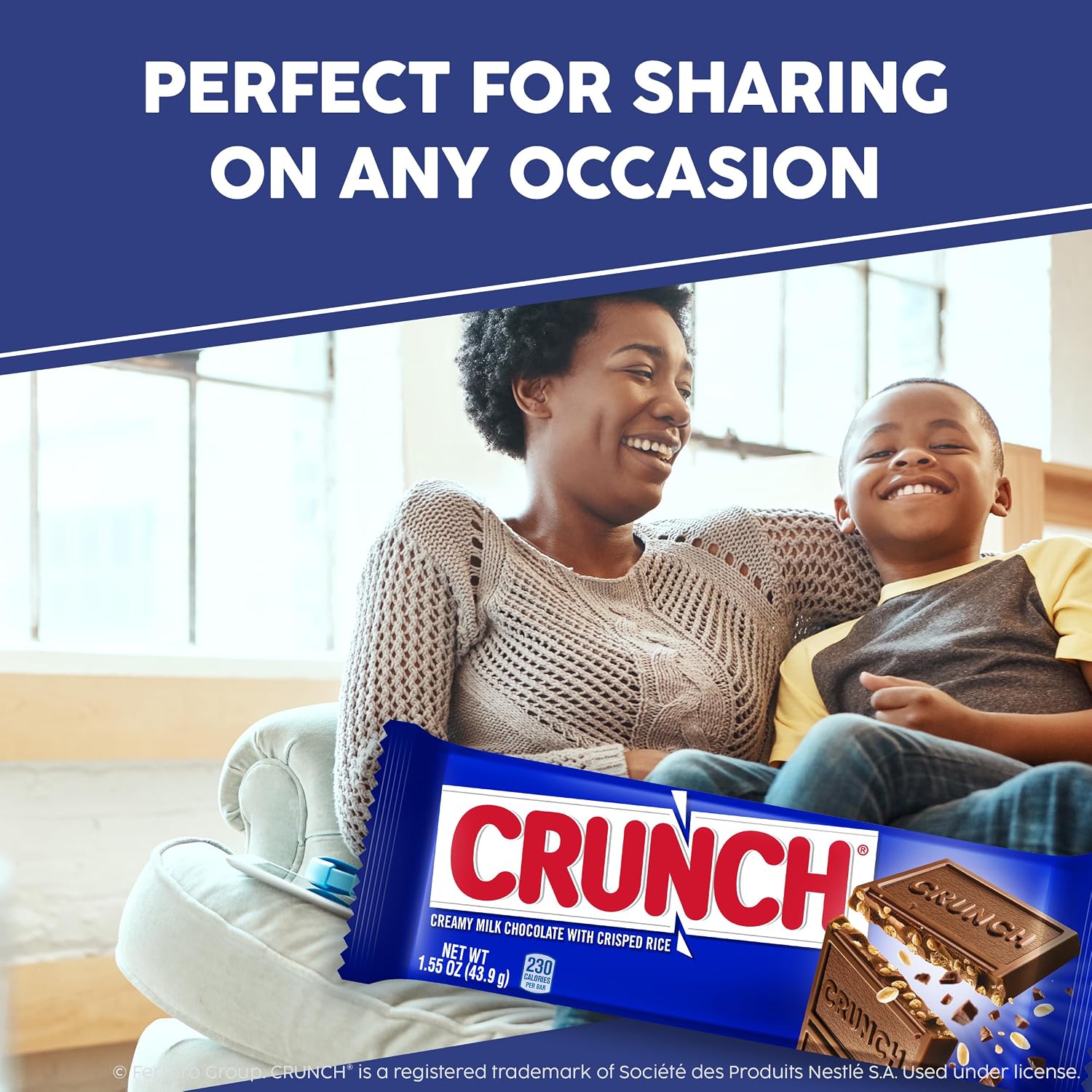 CRUNCH Full-Size Candy Bar, Creamy Milk Chocolate with Crunchy Crisped Rice, 36 Individually Wrapped Bars, 1.55 oz Each