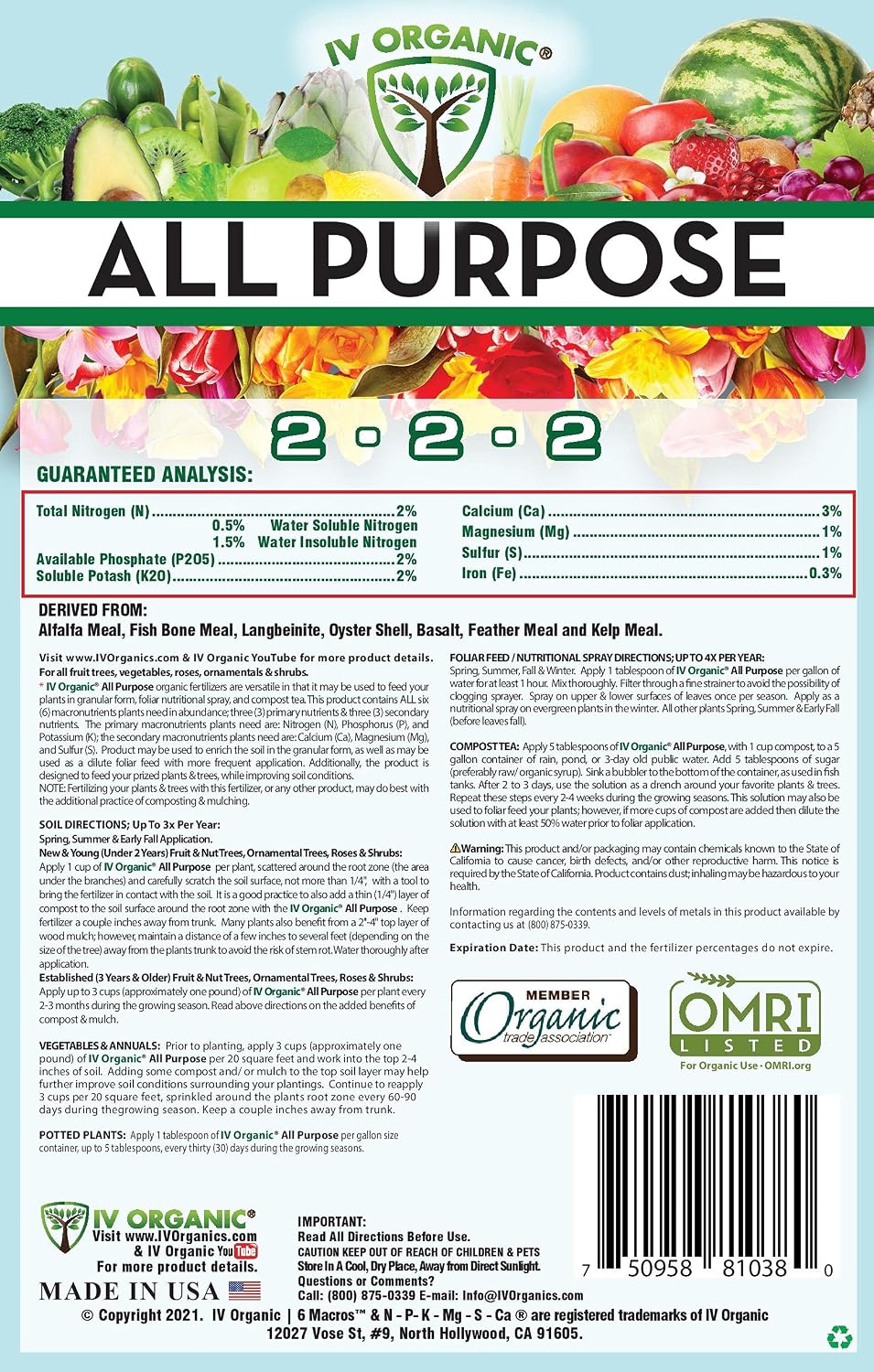 IV Organic All Purpose | Premium Blend Fertilizer (4 lbs)