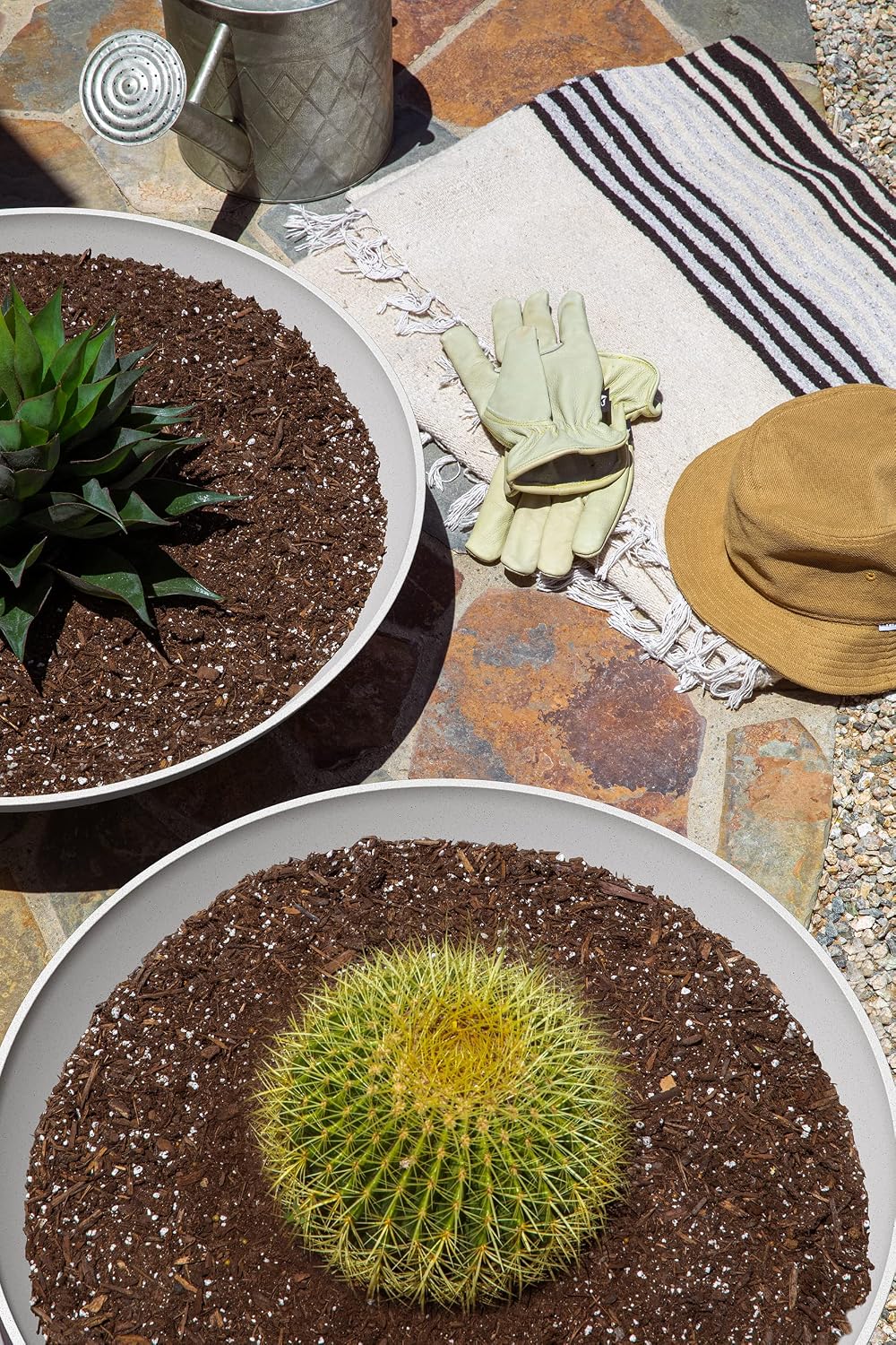 Veradek Mason Series Lane Bowl - Large Outdoor Bowl Planter | Made From a Durable Plastic-Stone Composite With Pre-Drilled Drainage Holes. Modern Patio/Tabletop Décor