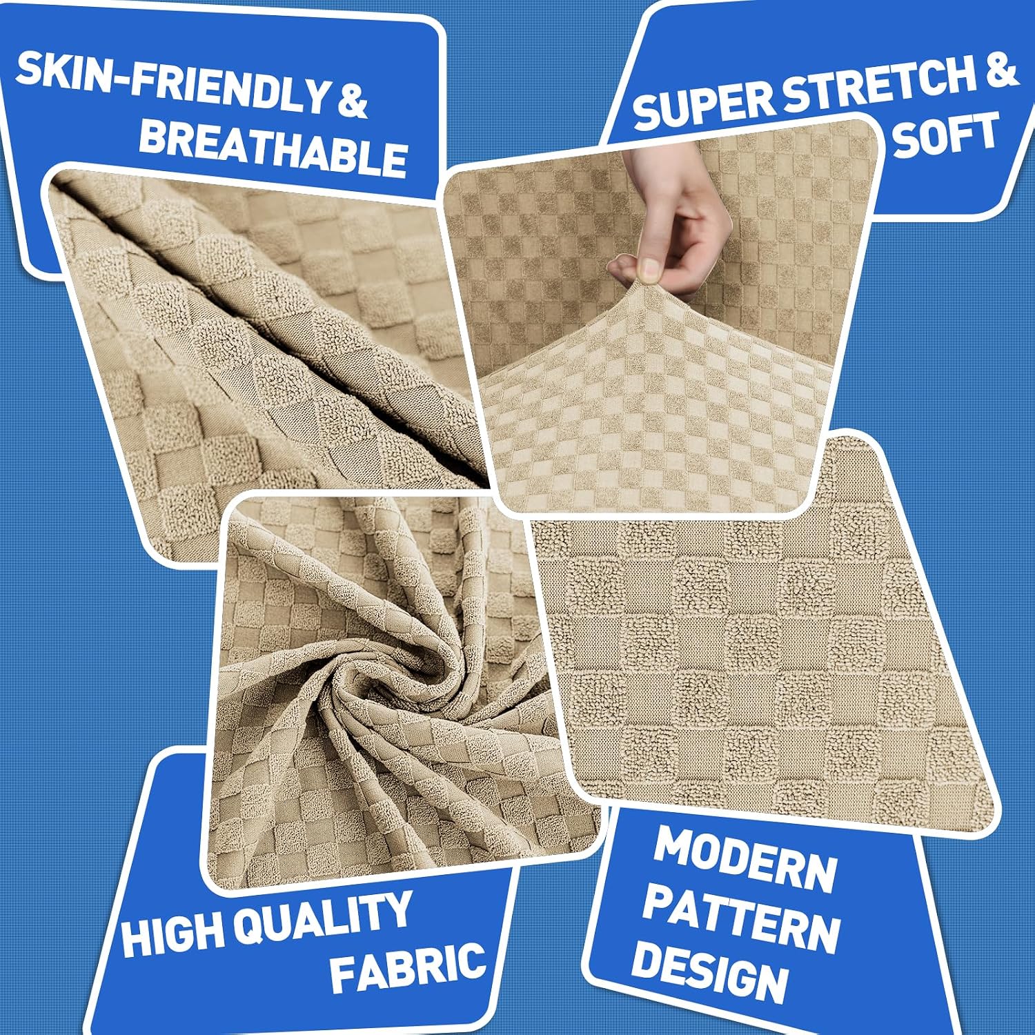 MAXIJIN Latest Recliner Slipcovers for Living Room 4 Pieces Stretch Jacquard Recliner Chair Cover Soft Fitted Recliner Protector with Elastic Bottom