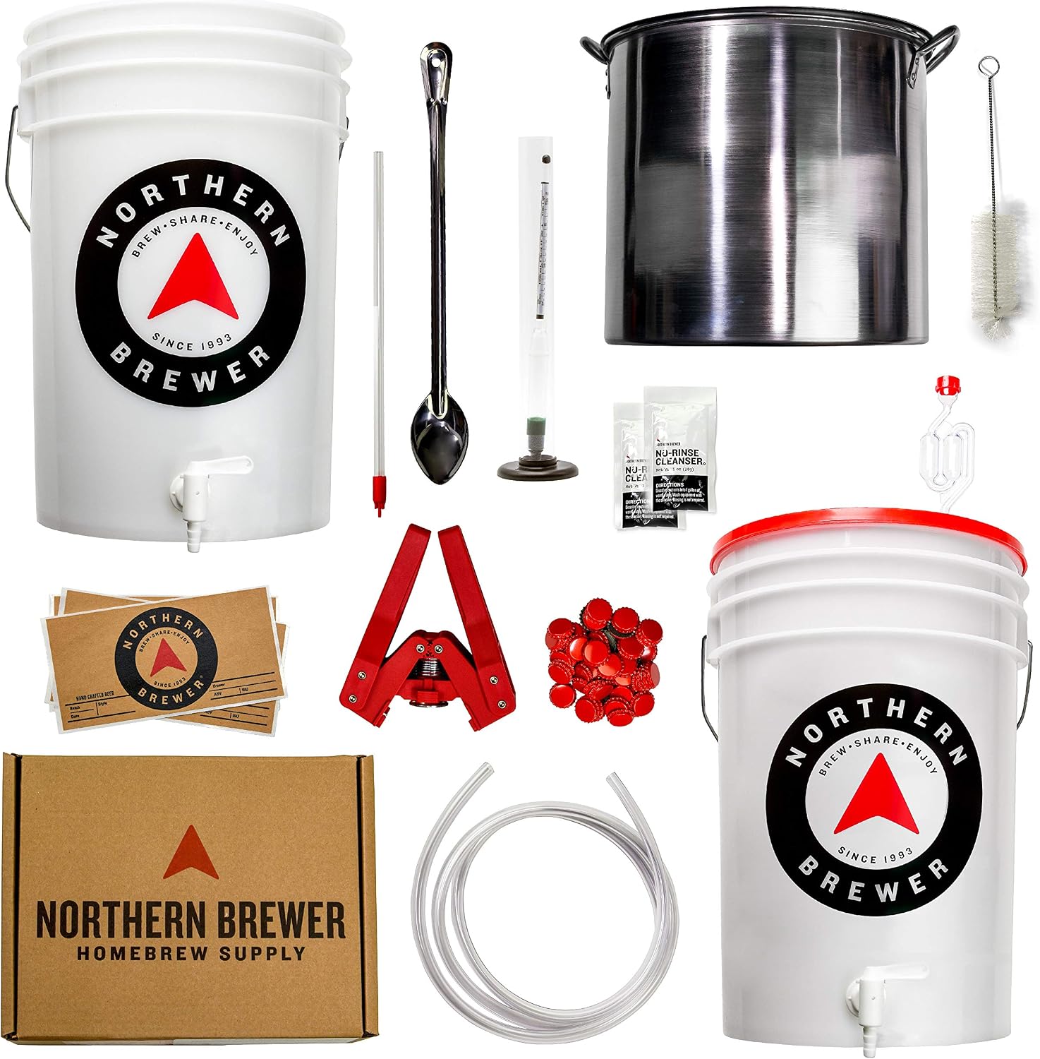 Northern Brewer - Brew. Share. Enjoy. HomeBrewing Starter Set, Equipment and Recipe for 5 Gallon Batches (Hank's Hefeweizen)