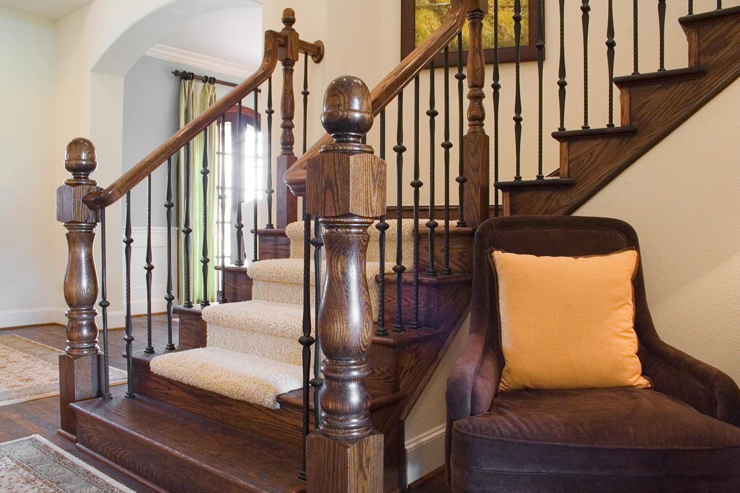 Red Oak 6010-8E 2-1/4 inch Width x 2-3/8 inch Tall Traditional Style Straight Wood Handrail for Stair Remodeling 8 feet Long