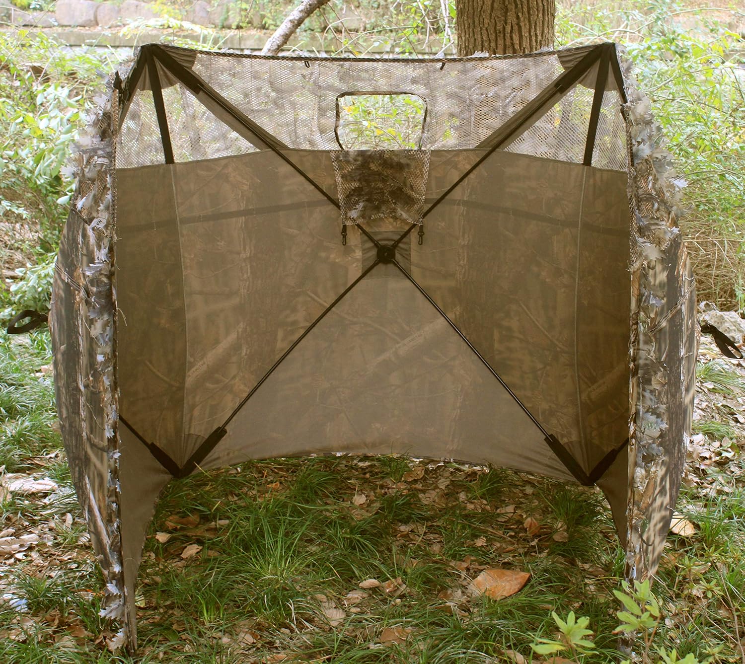 AUSCAMOTEK Pop Up Ground Blind for Deer Duck Turkey Hunting Portable Quick Setup Lightweight Green/Brown/Dry Grass Ground Peg Included