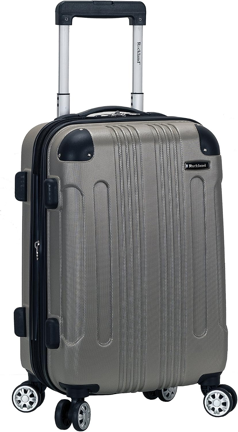 Rockland London Hardside Spinner Wheel Luggage, White, 3-Piece Set (20/24/28)