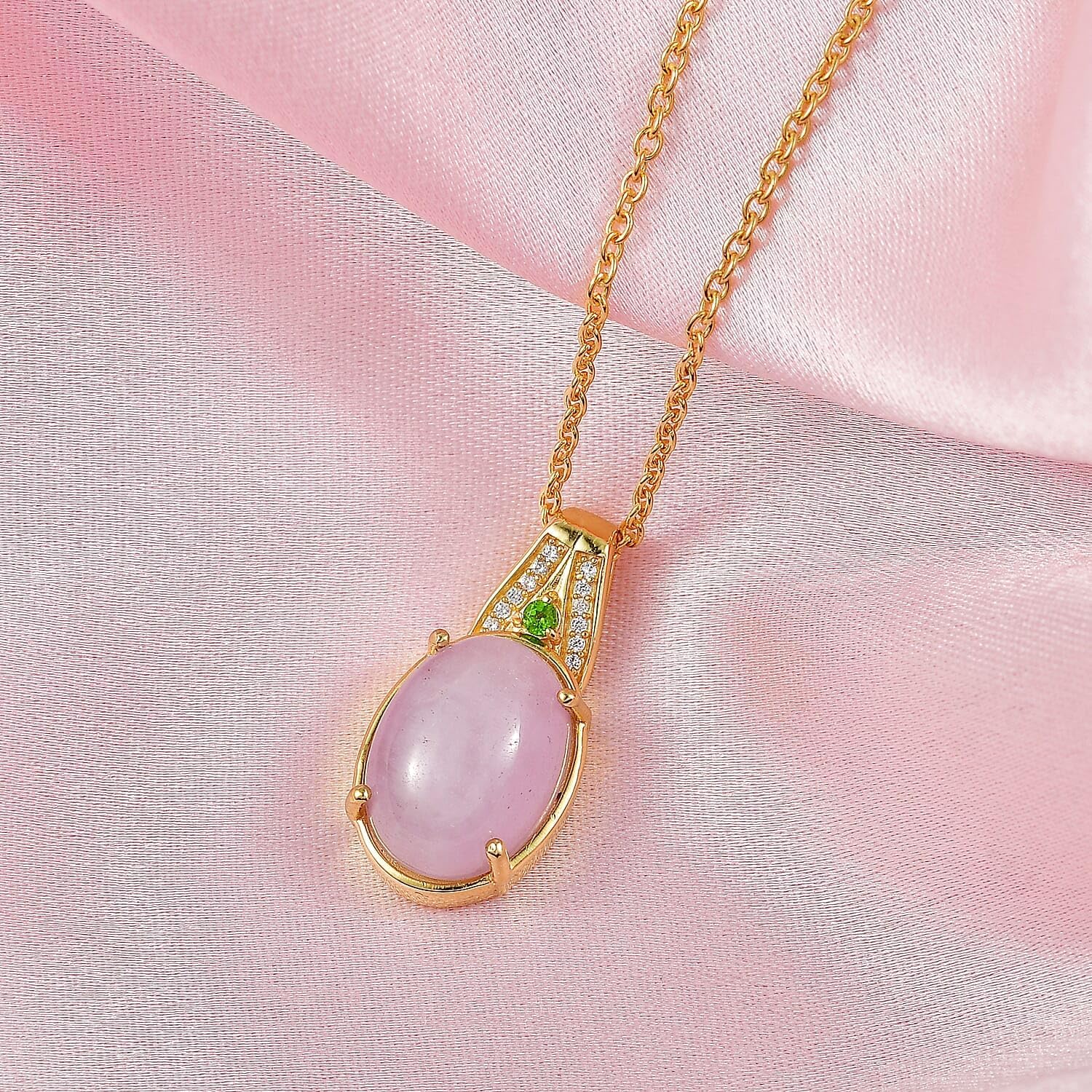 Kunzite Multi Gemstone 6.70 ctw Celestial Orbit Pendant Steel Necklace 20"