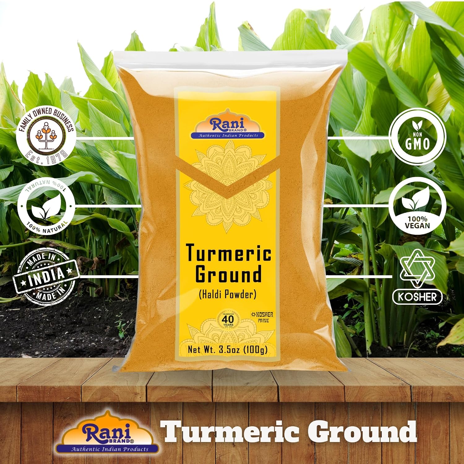 Rani Turmeric (Haldi) Root Whole Spice, Dried 7oz (200g) ~ All Natural | 100% Pure | Vegan | Gluten Friendly | NON-GMO | Kosher | Indian Origin