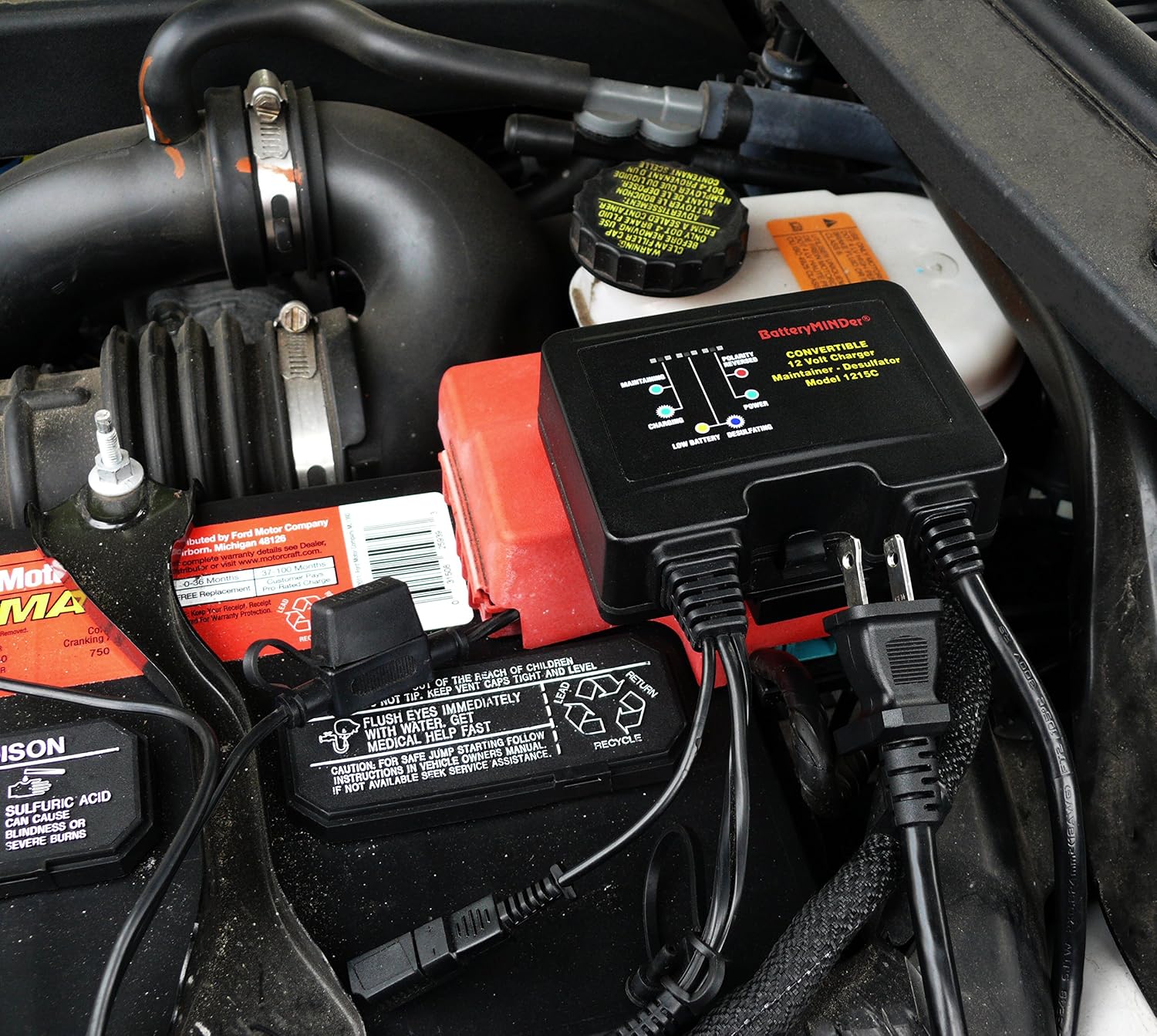1215C 12V 1.5A Smart Trickle Charger and Maintainer | Convertible On-Board & Benchtop Battery Charger with Desulfator for Car, Motorcycle, Marine