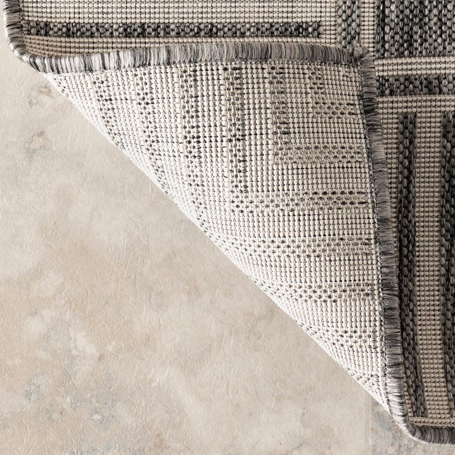 nuLOOM Asha Light Brown Bordered Indoor/Outdoor Area Rug, 4' x 5'