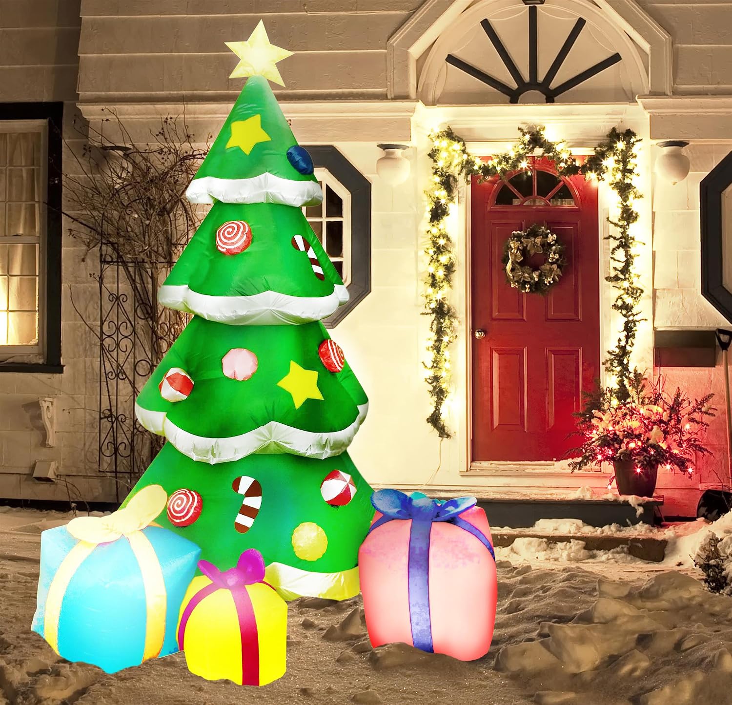 Joiedomi 7FT Tall Christmas Inflatables Tree Outdoor Decoration