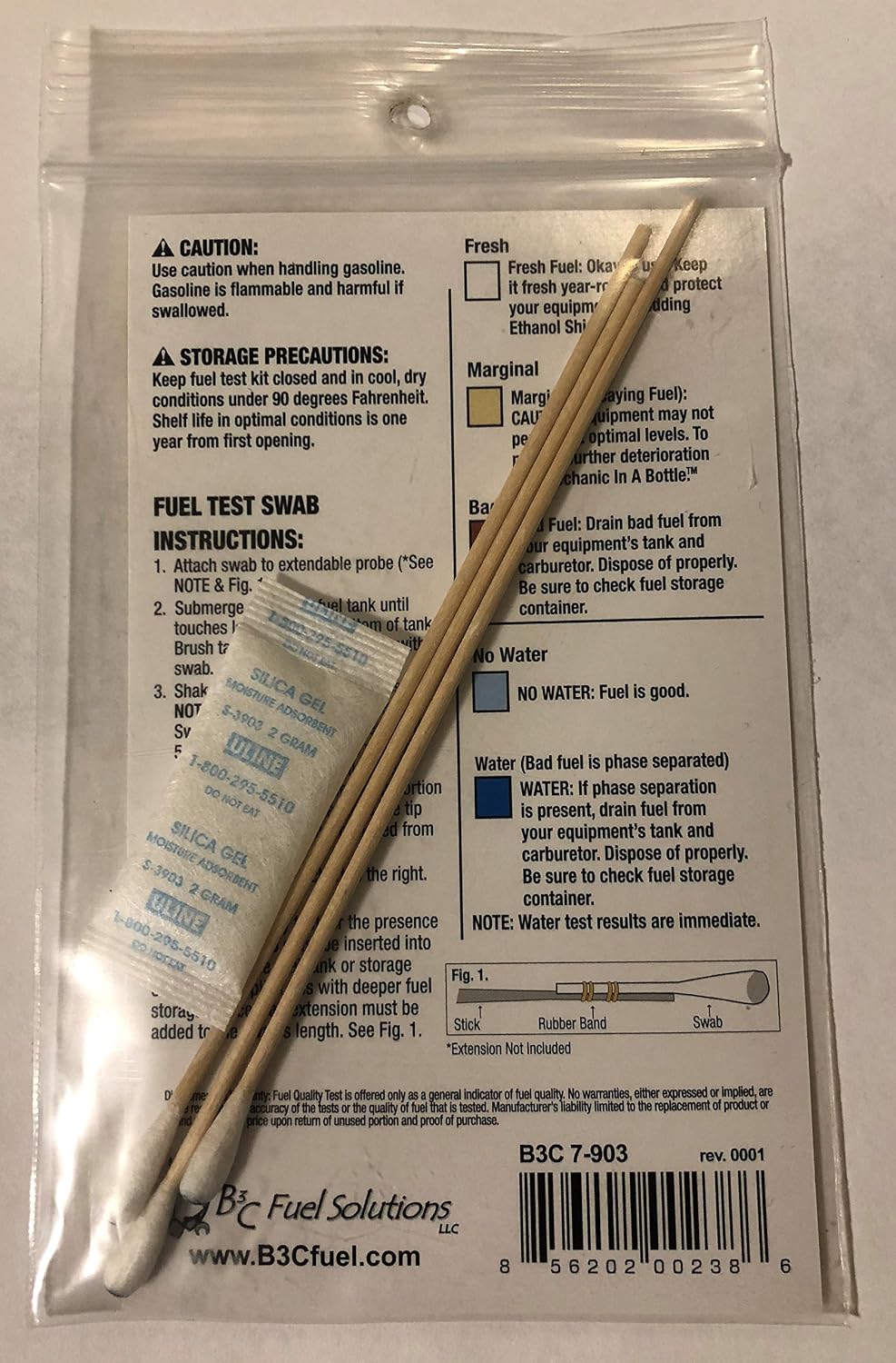B3C Fuel Mechanic in a Bottle Gas Test Swabs,pkg. Qty. 3 7-903-12-1 Each