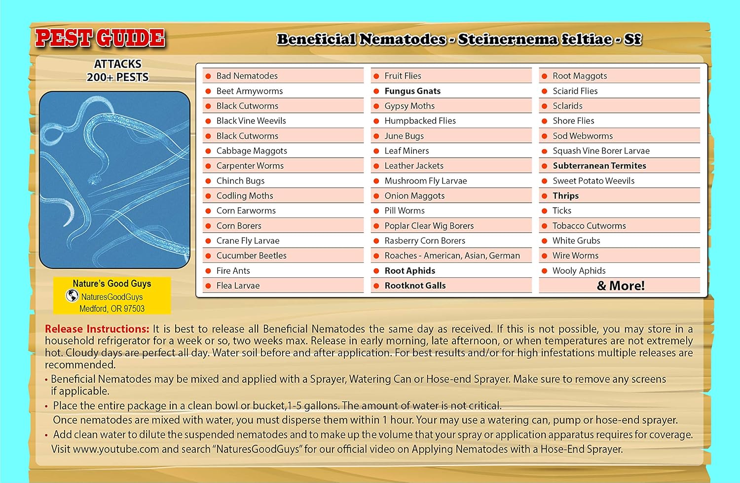 NaturesGoodGuys Beneficial Nematodes Steinernema feltiae SF - 5 Million