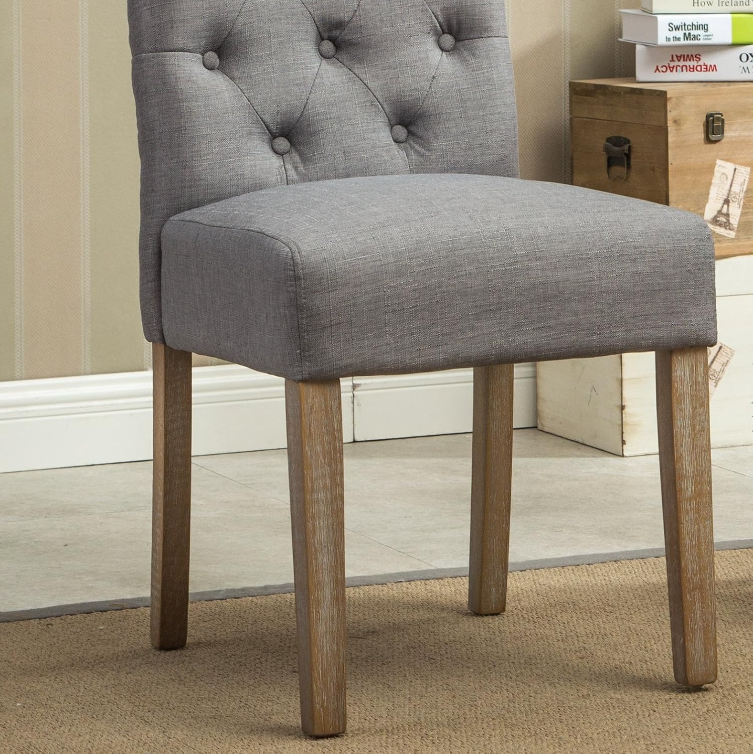Roundhill Furniture Habit Solid Wood Tufted Parsons Dining Chair (Set of 2), Tan