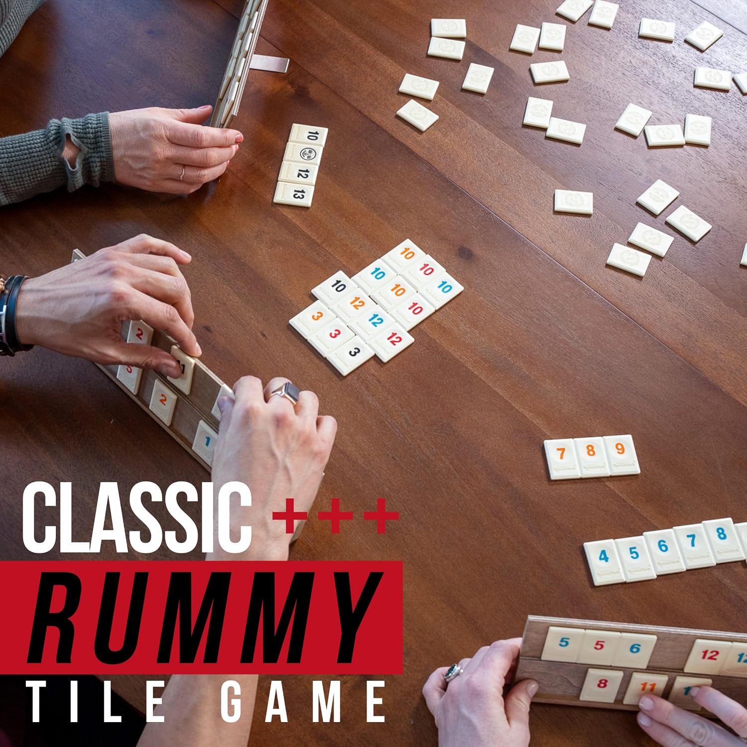 Rummikub Tile Game in Vintage Edition Wooden Storage Case, Ages 8+