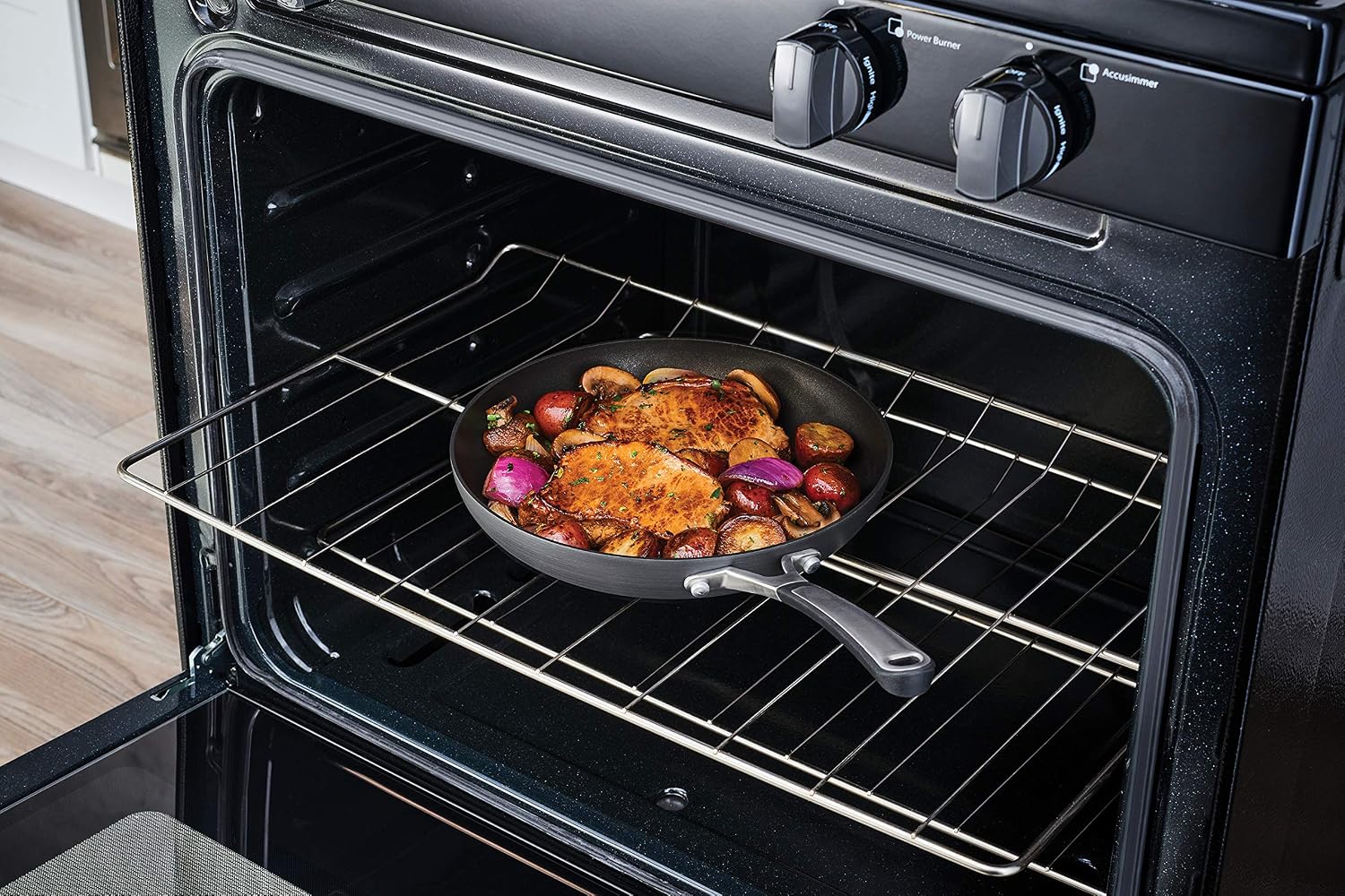 Calphalon 10-Piece Non-Stick Kitchen Cookware Set Black Pots & Pans with Stay-Cool Stainless Steel Handles Hard-Anodized Aluminum for Even Heating
