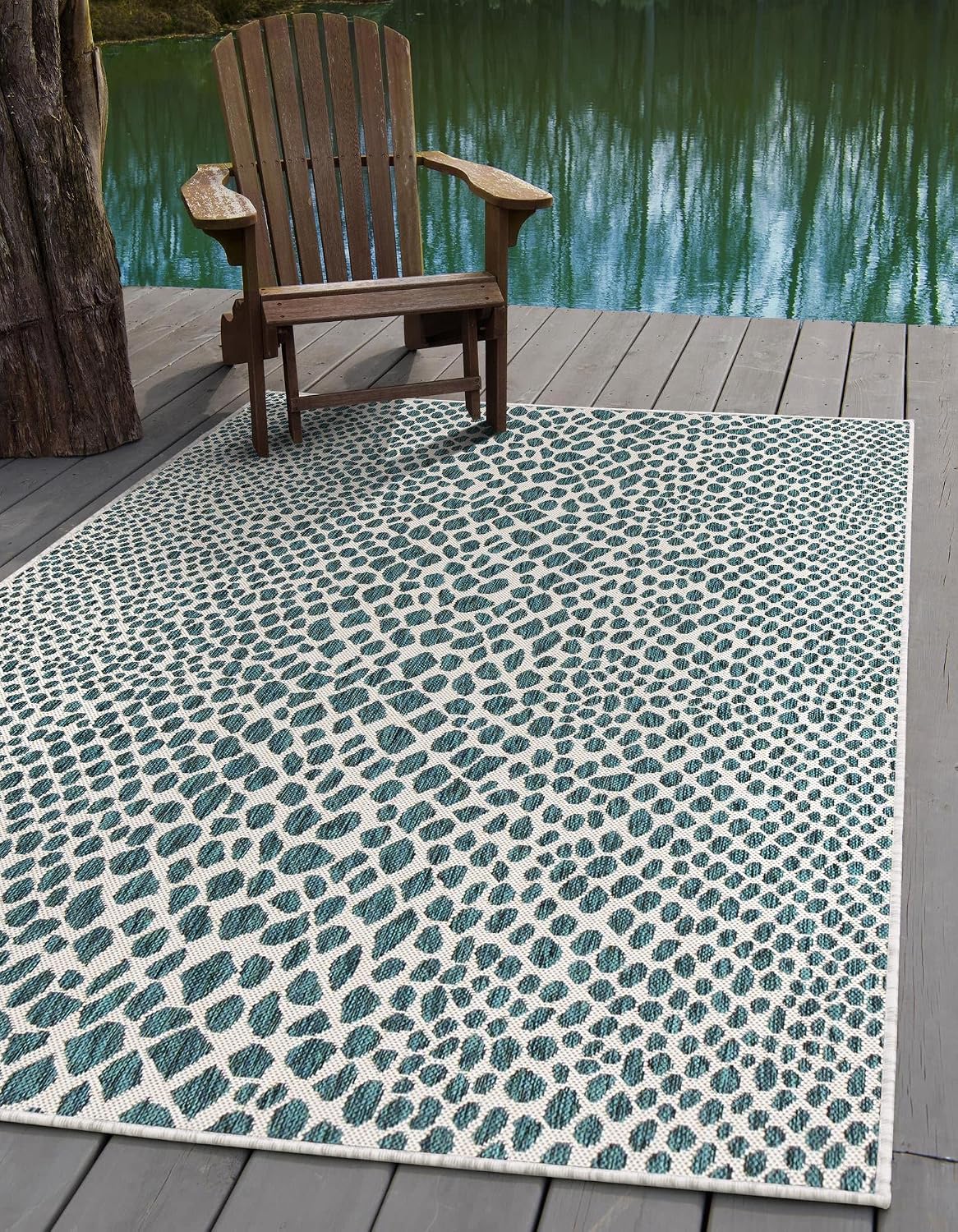 Unique Loom Outdoor Collection Area Rug - Cape Town (9' x 12' Rectangle, Blue/Ivory)